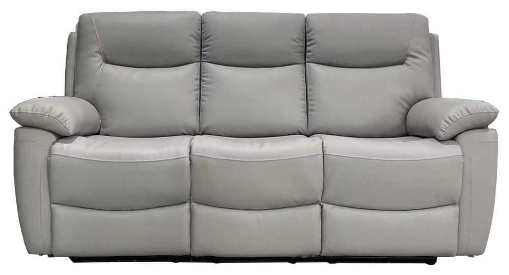 Lucia Power Recliner Sofa - Pearl Grey Leather - 3 Seater