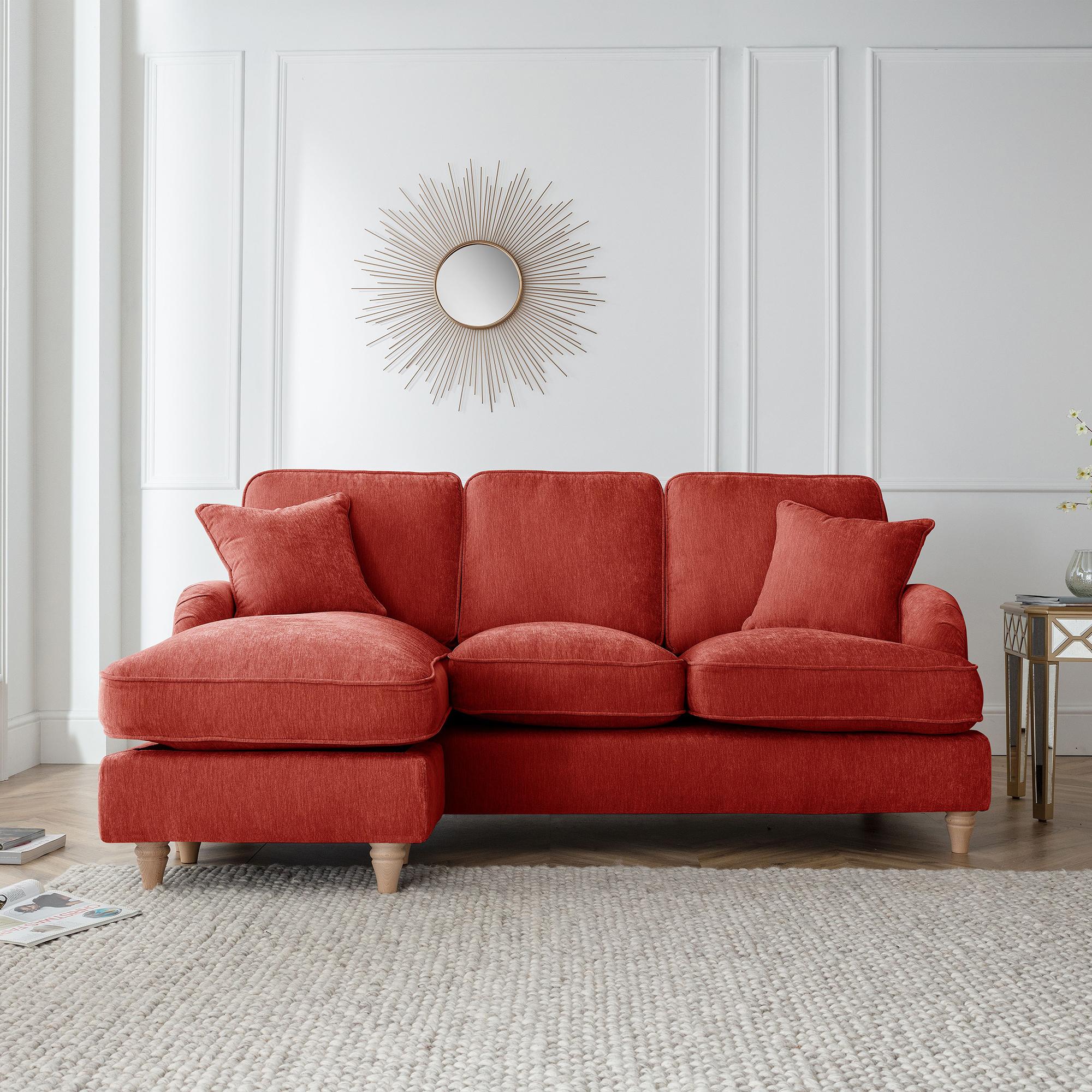 Manhattan Corner Sofa - Chaise - LHF - Apricot Fabric