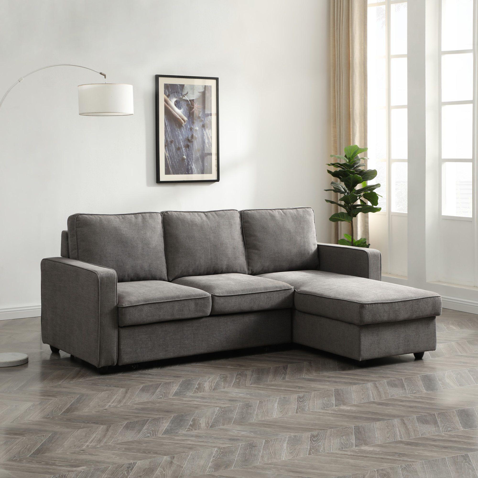 Myles Sofa Bed - Typhon Grey Weave Fabric - Corner