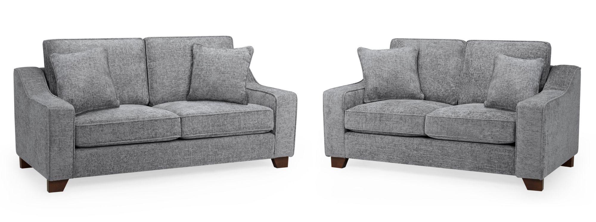 Nebraska Sofa Set - Slate Grey Fabric - 3+2 Seater