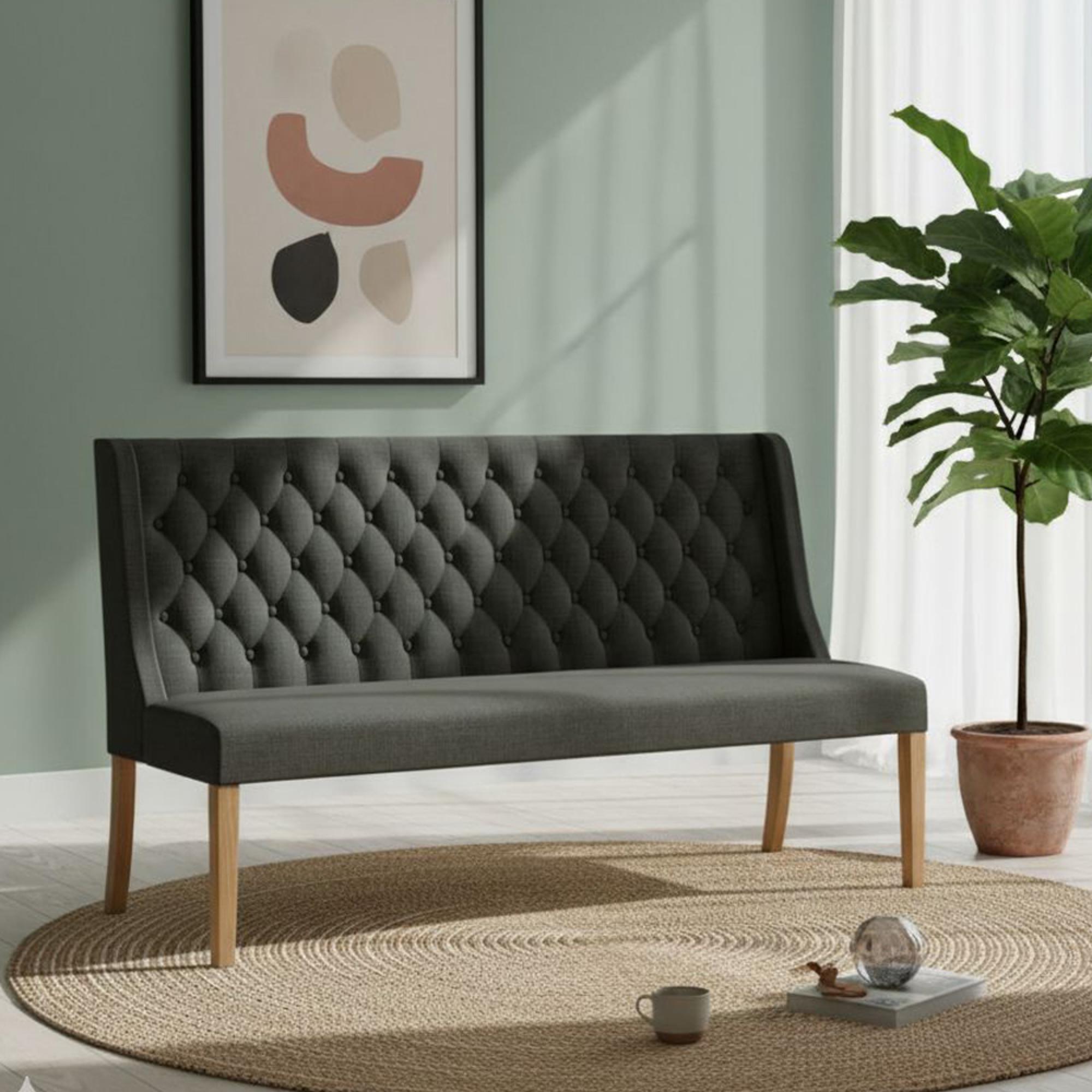 Normandy Sofa - Charcoal Fabric Button Back