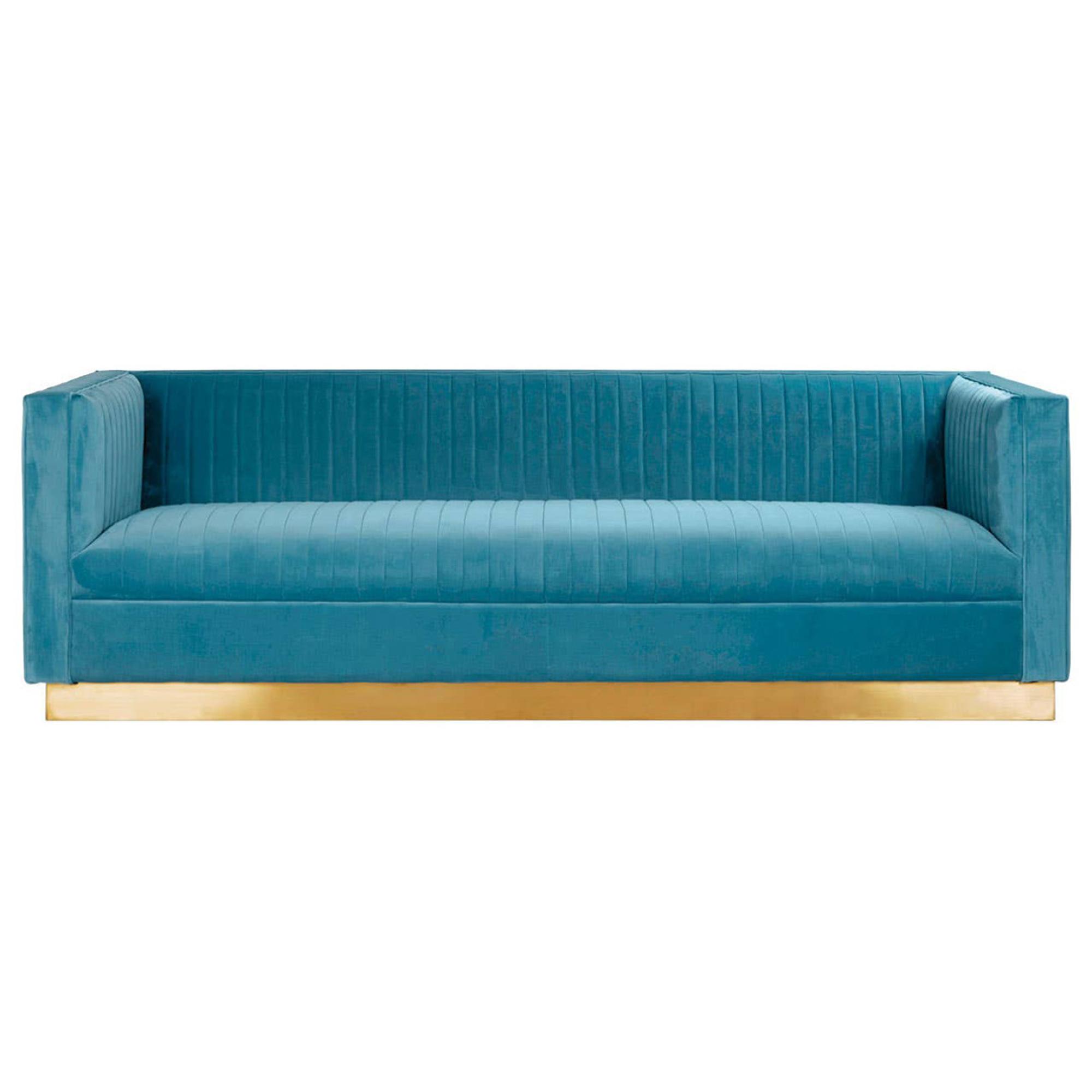 Opal Sofa - 3 Seater - Light Blue Velvet Fabric