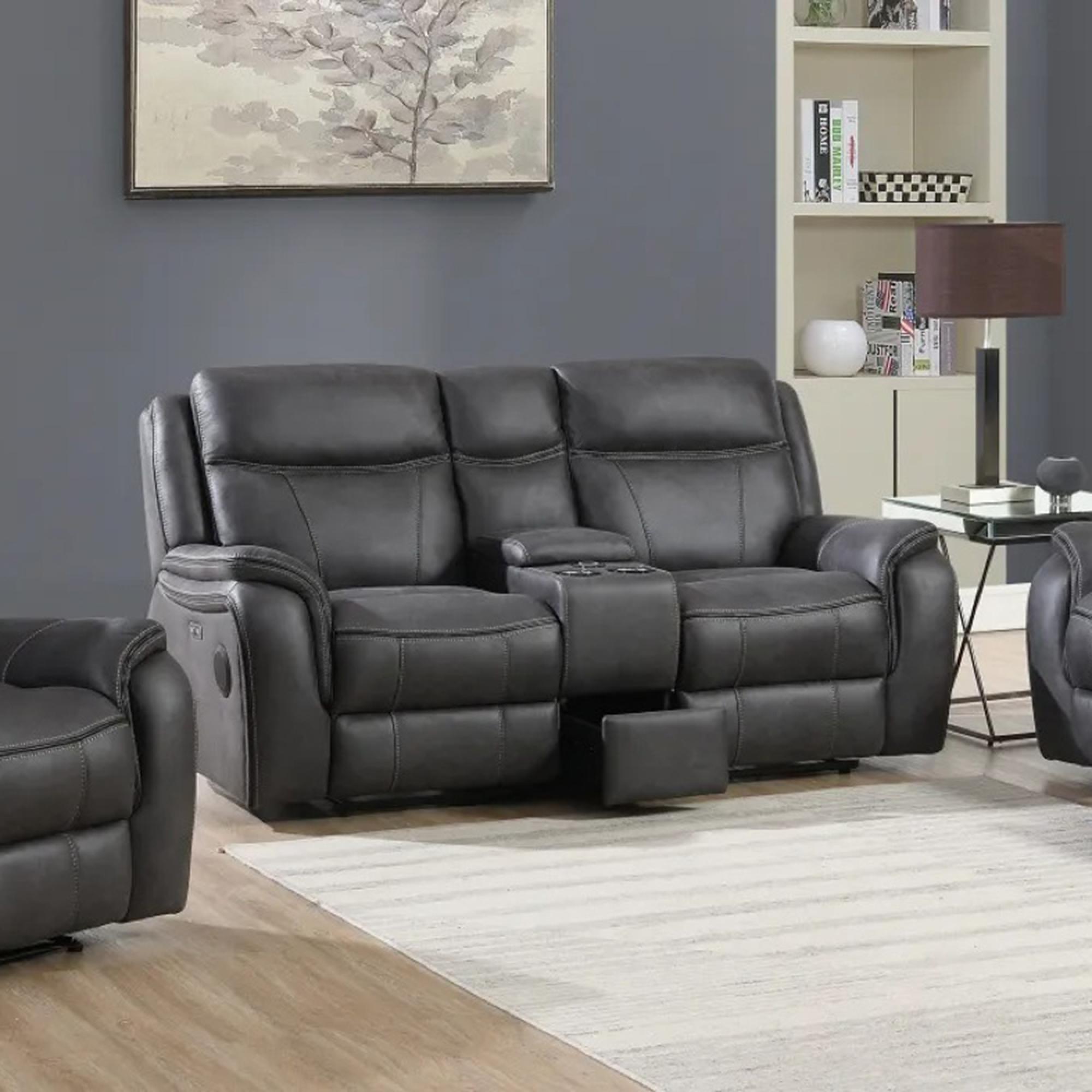Phoenix Power Recliner Sofa - Charcoal Leather - 2 Seater