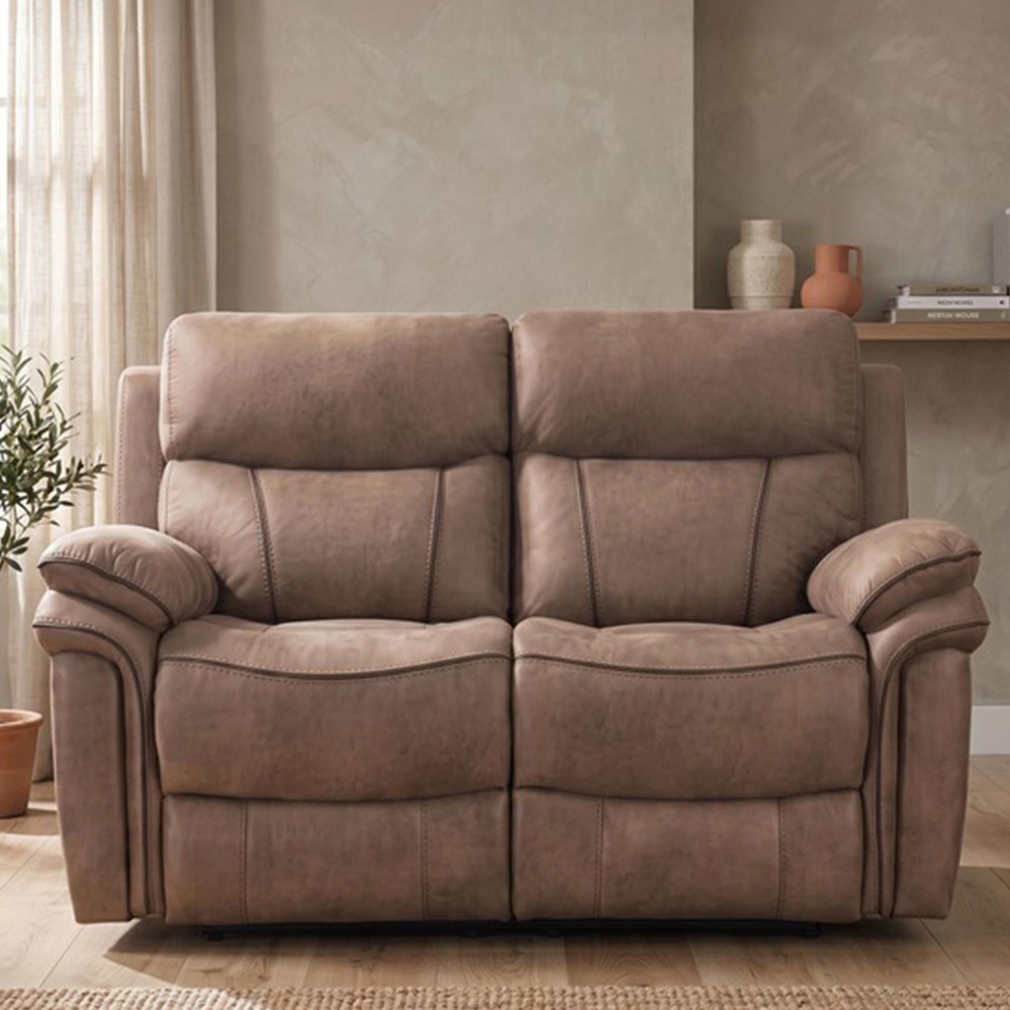 Richmond Manual Recliner Sofa - 2 Seater - Sahara - Leather Look Fabric
