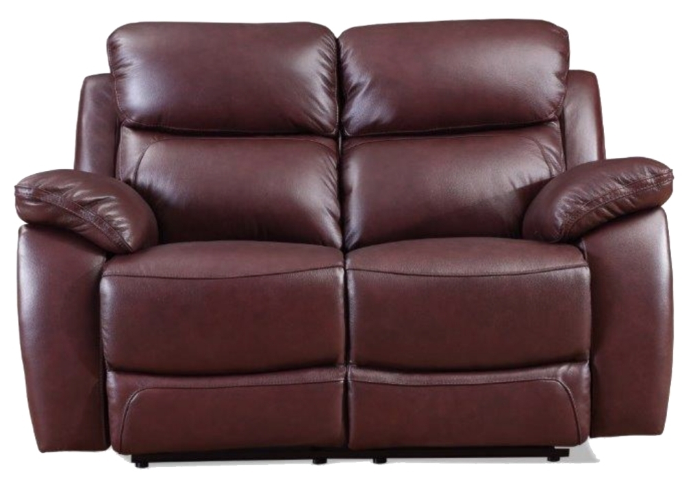Rivoli Recliner Sofa - Burgundy Leather - 2 Seater