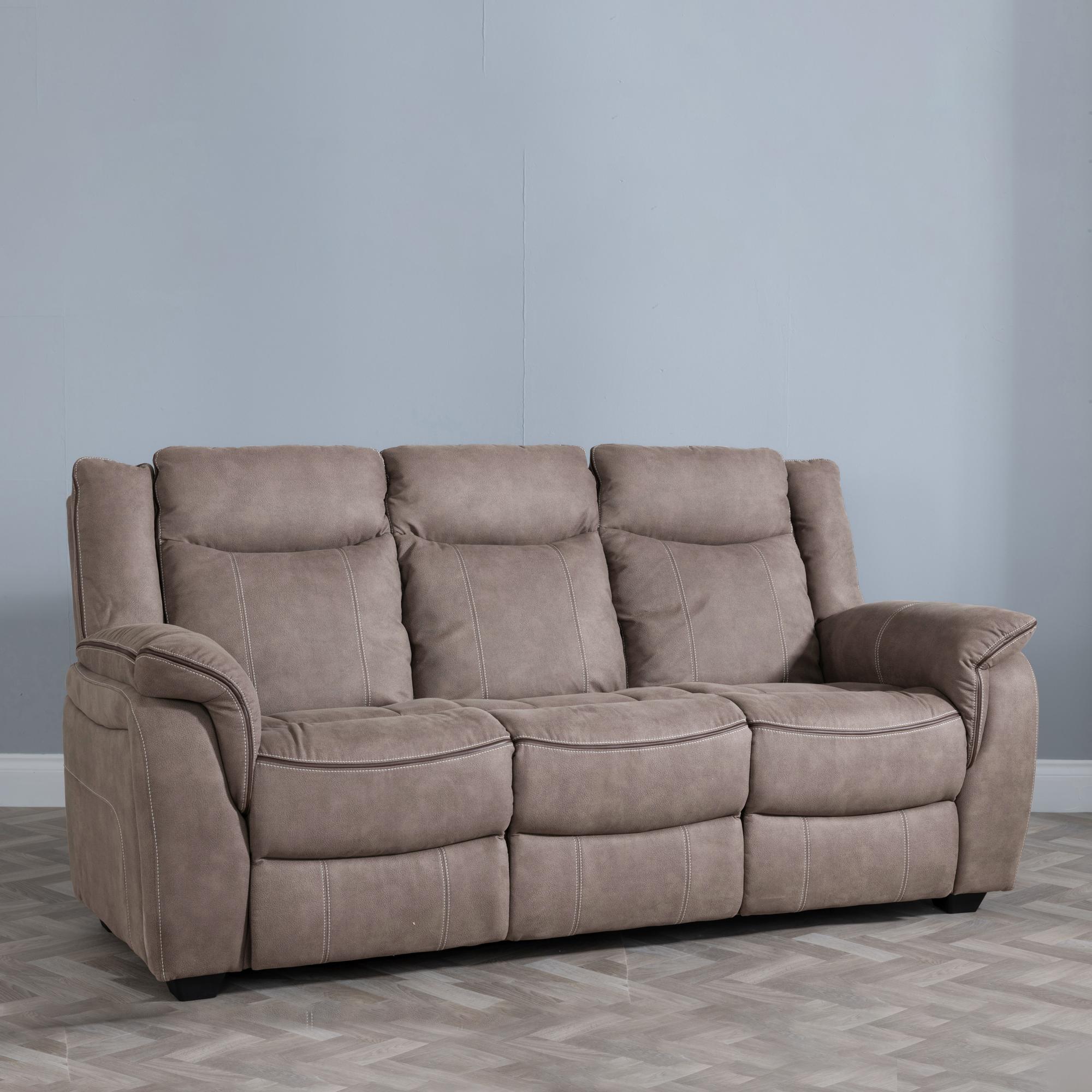 Seville Sofa - 3 Seater - Brown Fabric