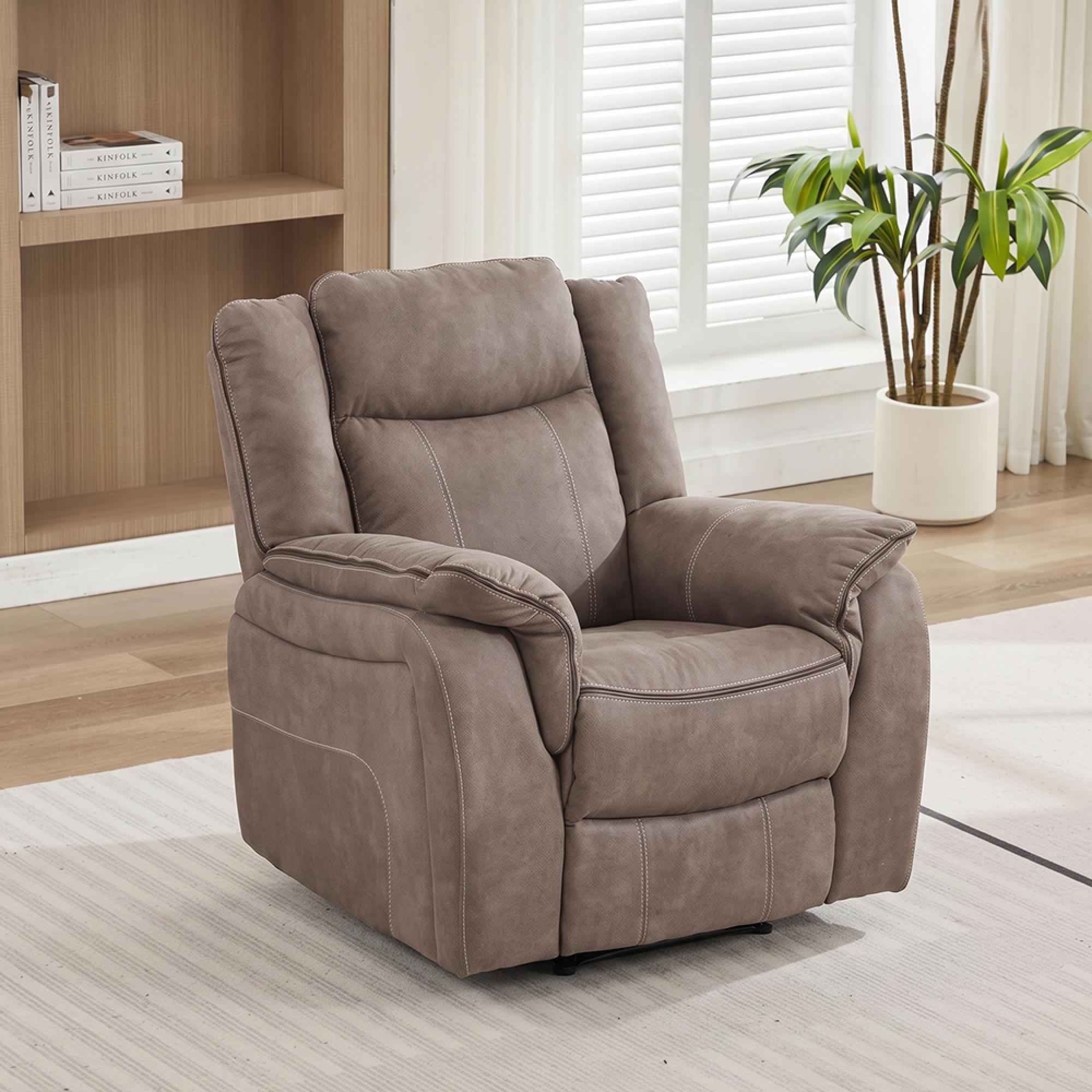 Seville Recliner Armchair - Brown Fabric