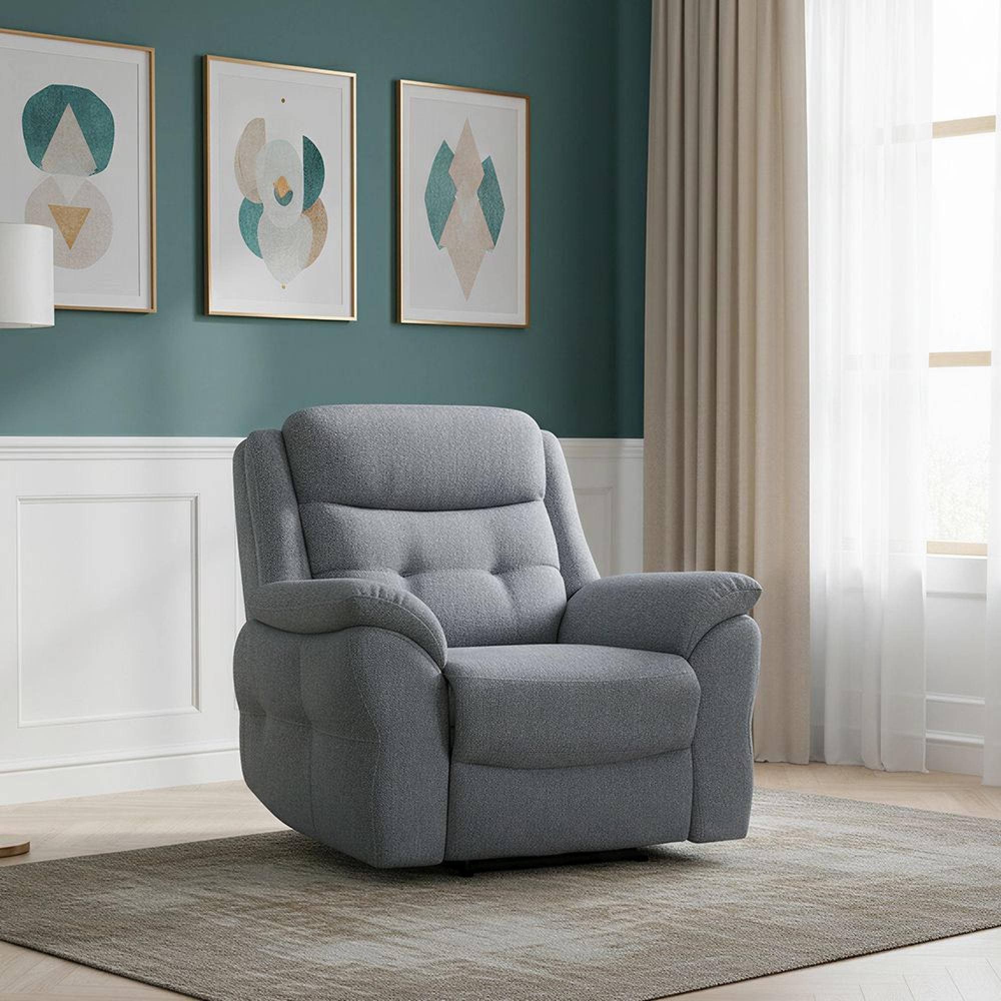 Shelby Recliner Armchair - Grey Fabric