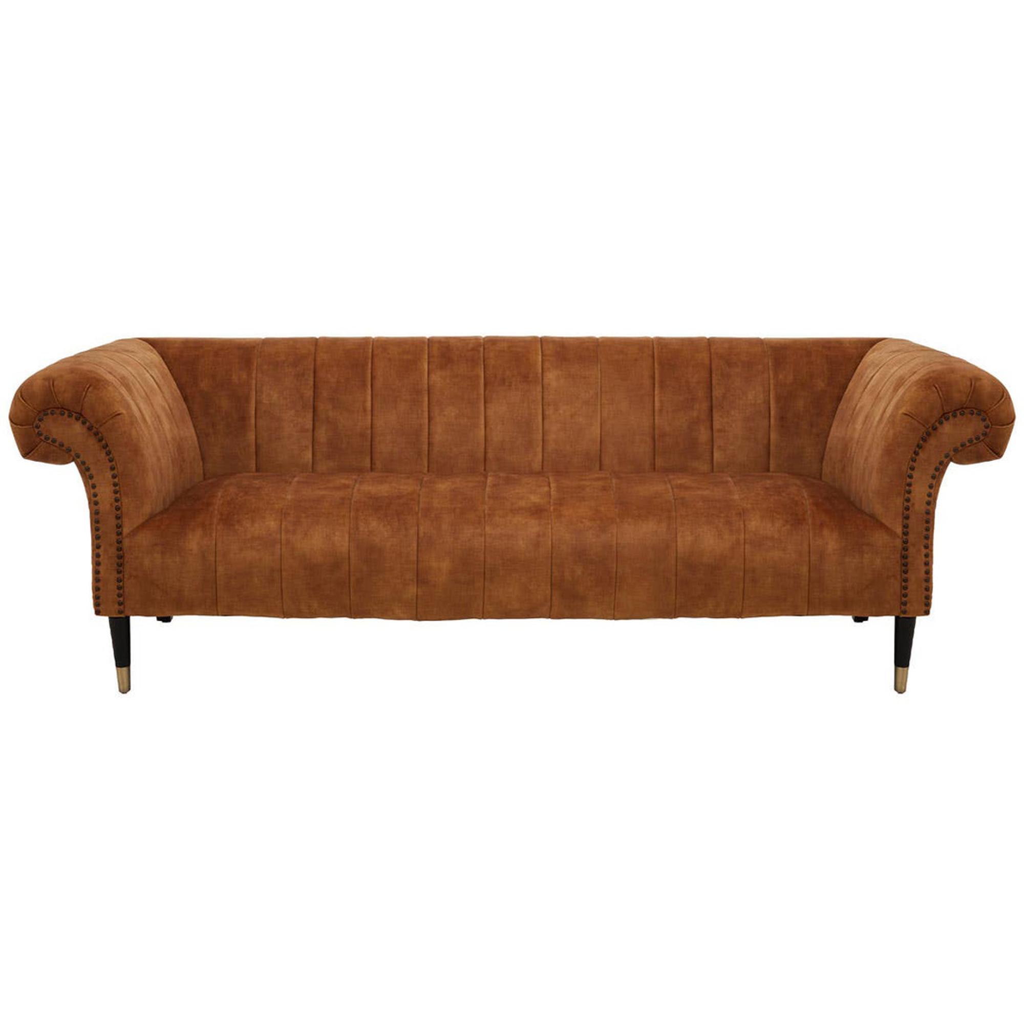 Siena Sofa - 3 Seater - Chesterfield - Brown Velvet Fabric