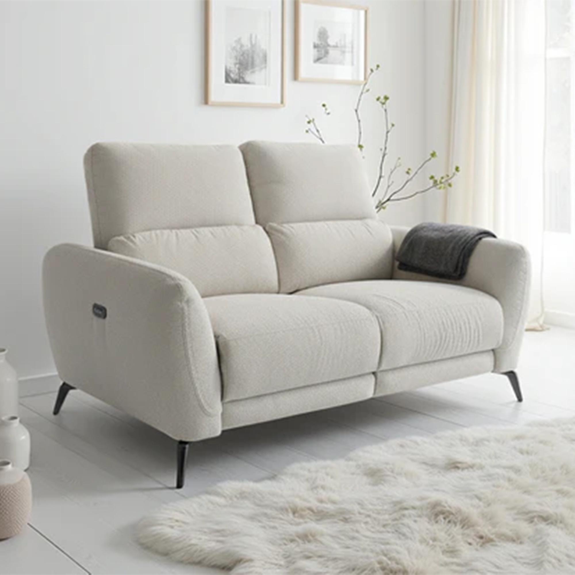 Sorrento Electric Recliner Sofa - Beige Fabric - 2 Seater
