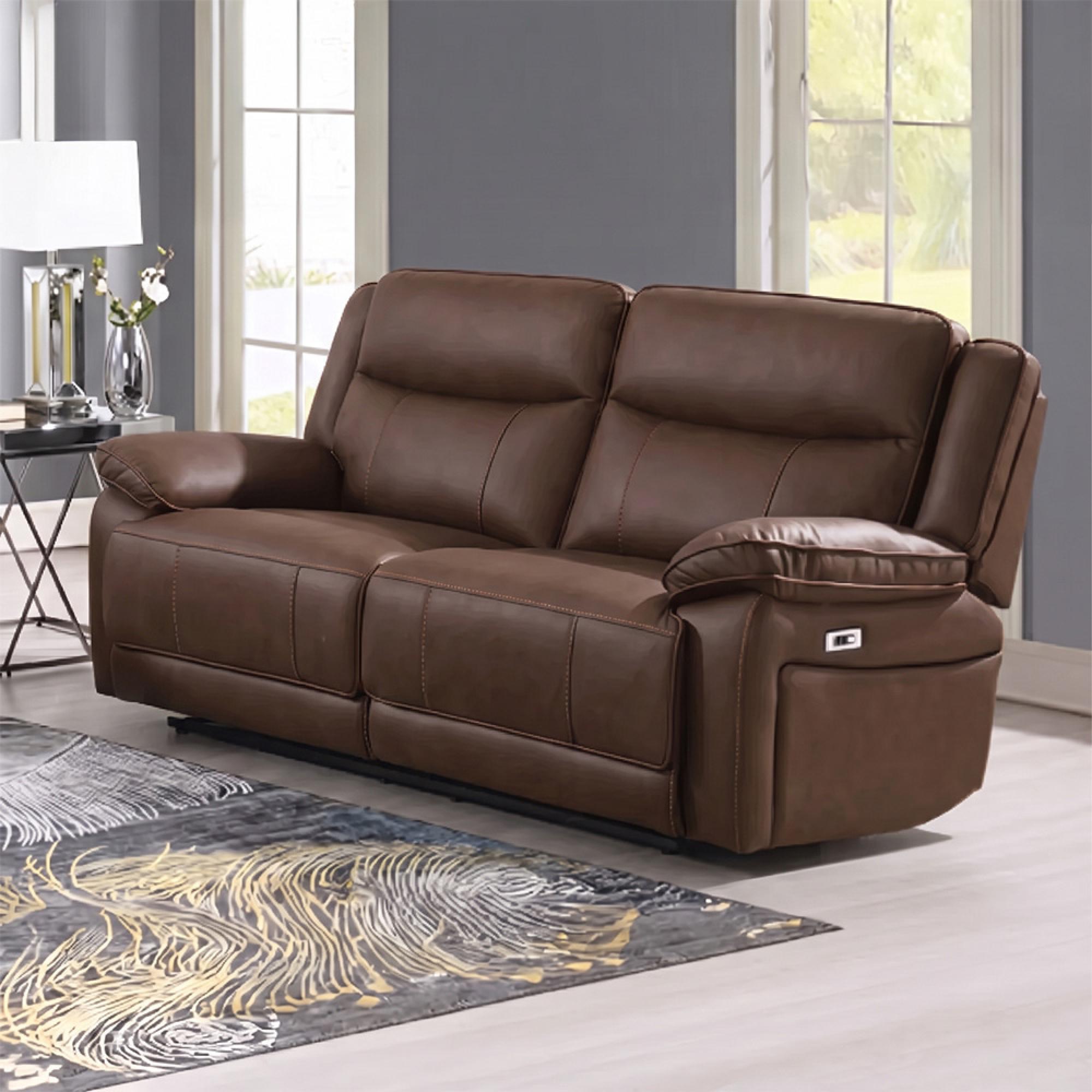 Torino Chestnut Faux Leather 2 Seater Manual Recliner Sofa