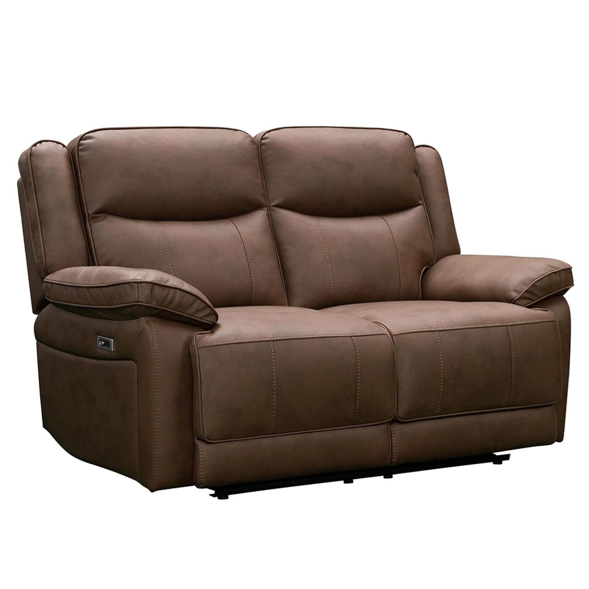 Torino Manual Recliner Sofa - Chestnut Faux Leather - 2 Seater