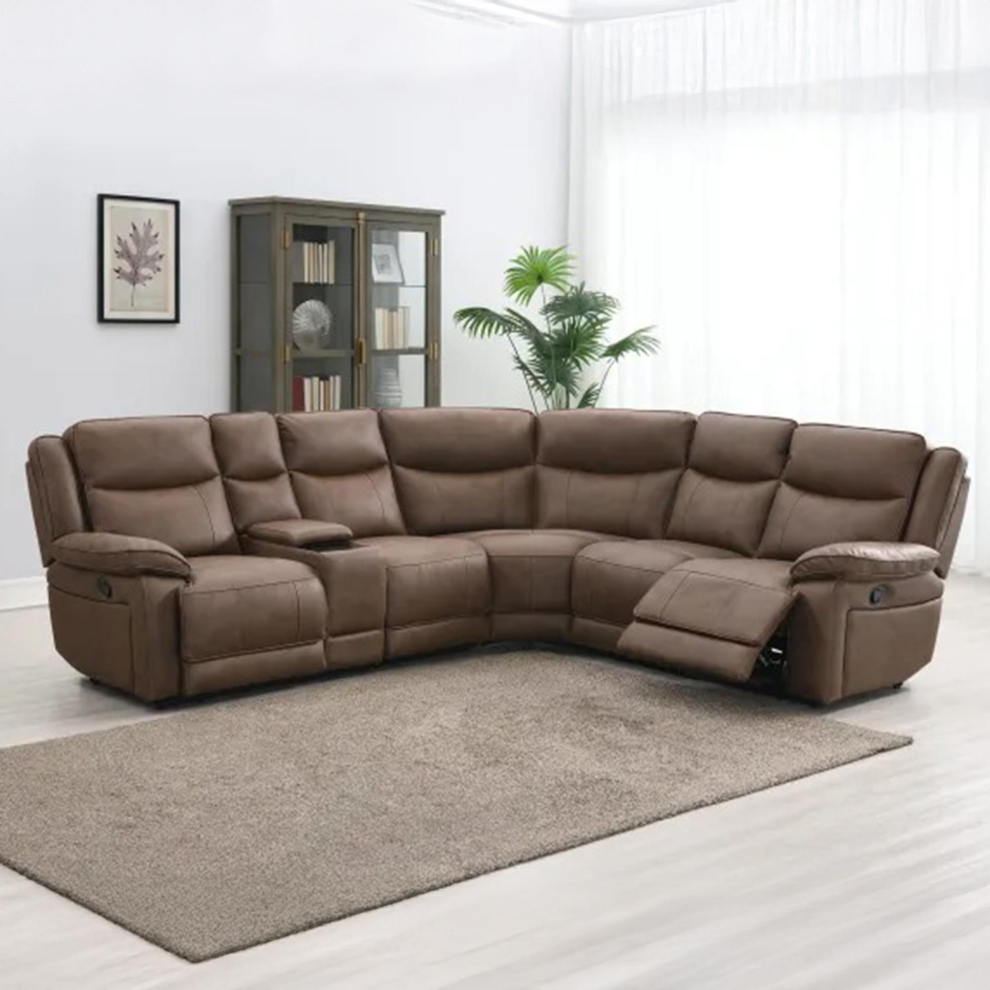 Torino Manual Recliner Corner Sofa - Chestnut Faux Leather