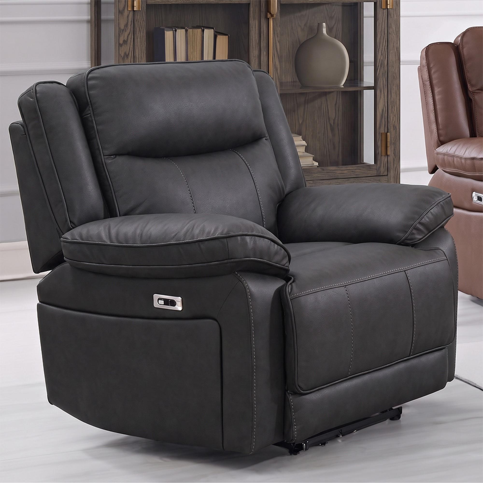 Torino Manual Grey Pewter Faux Leather Recliner Sofa Armchair