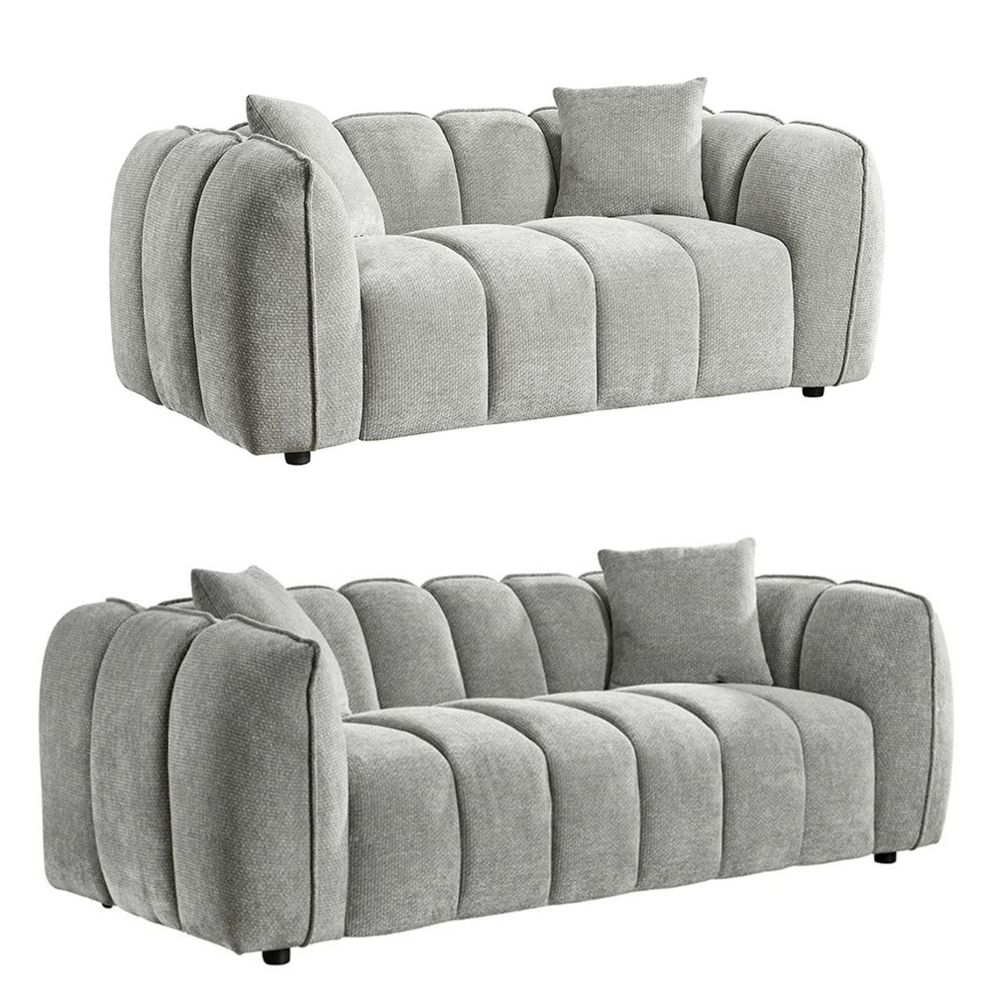 Venice Sofa Set - Grey Fabric - 3+2 Seater