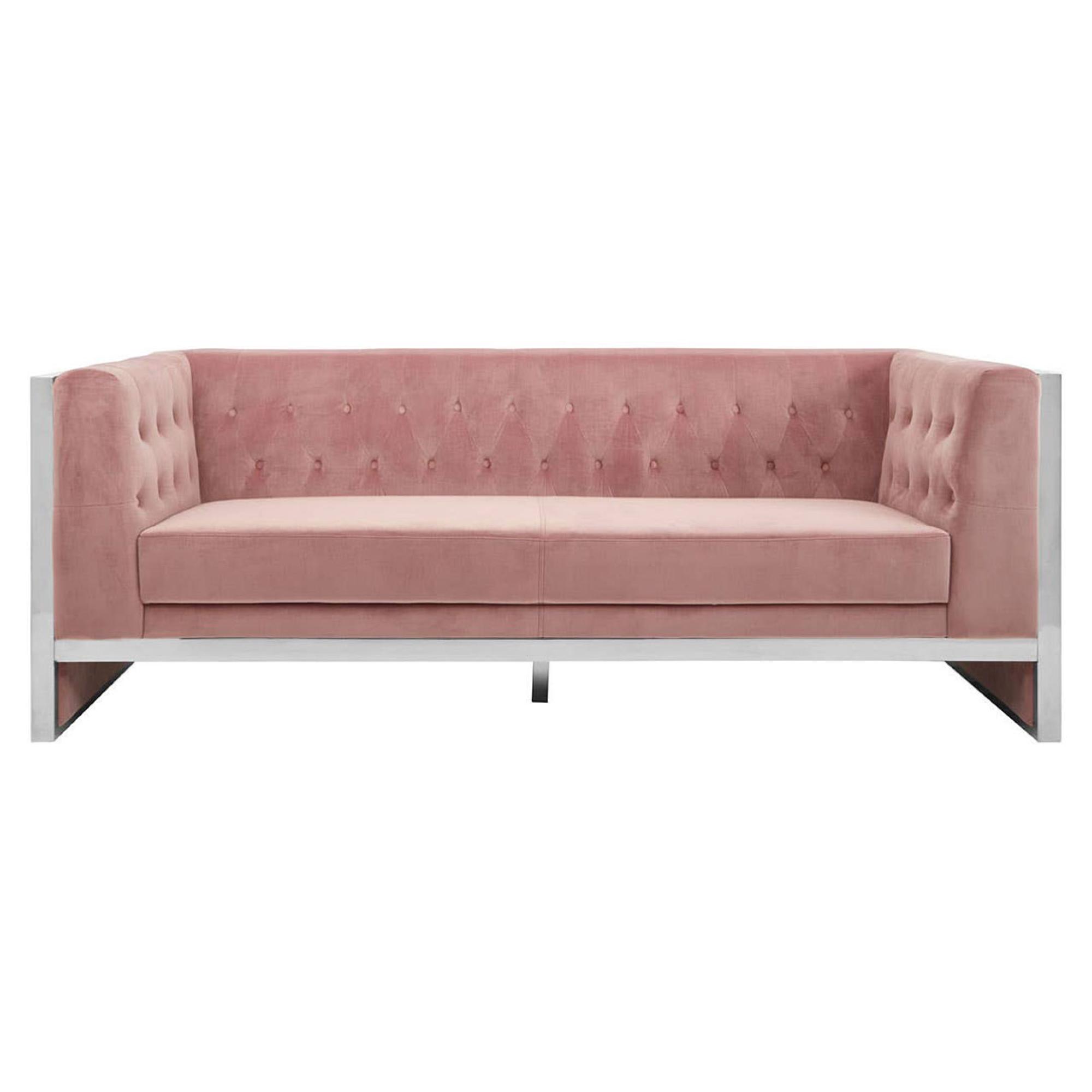 Vogue Sofa - 3 Seater - Pink Velvet Fabric