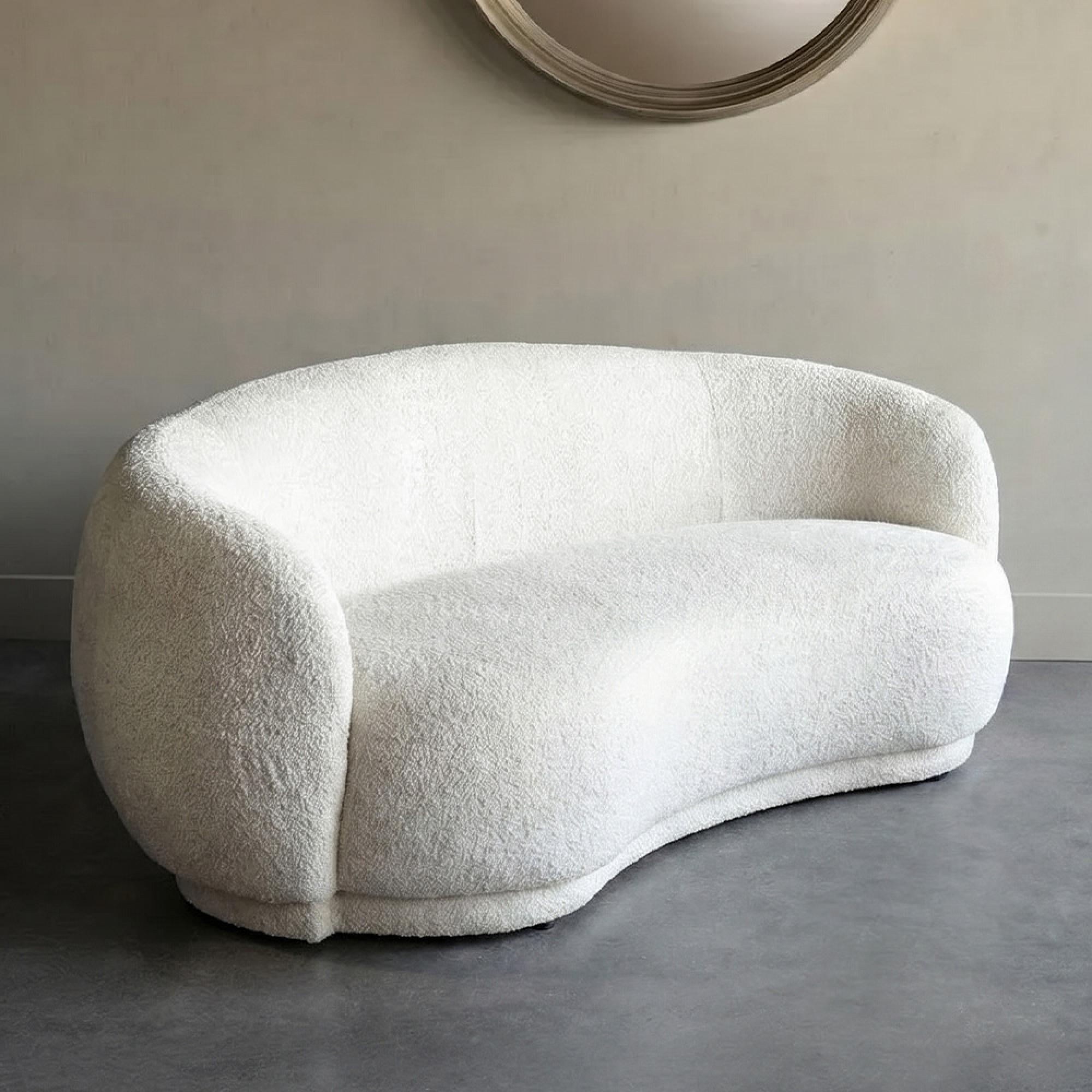 Waverley Sofa - Cream Boucle Fabric - Curved - 2 Seater
