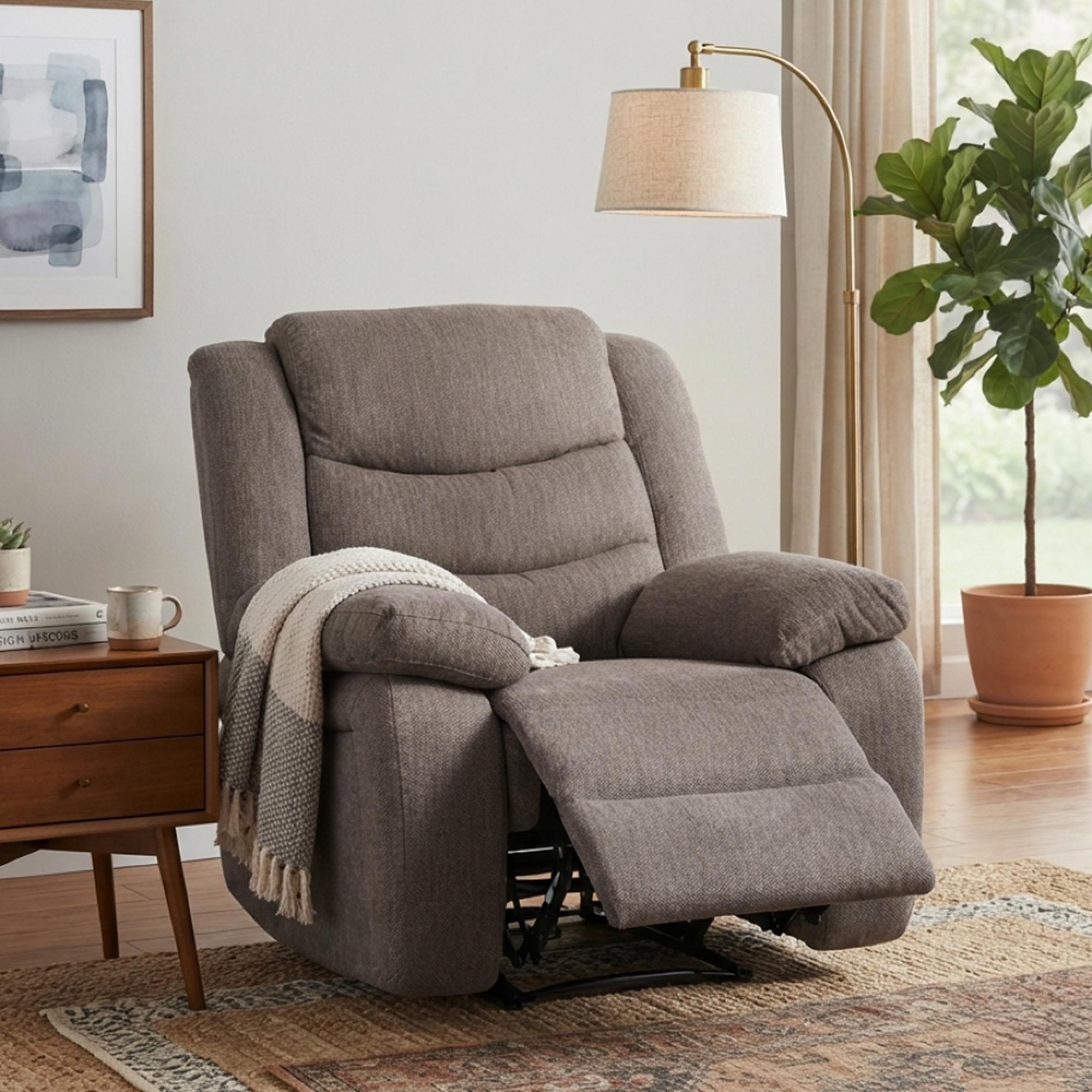 Windsor Recliner Armchair - Brown Fabric
