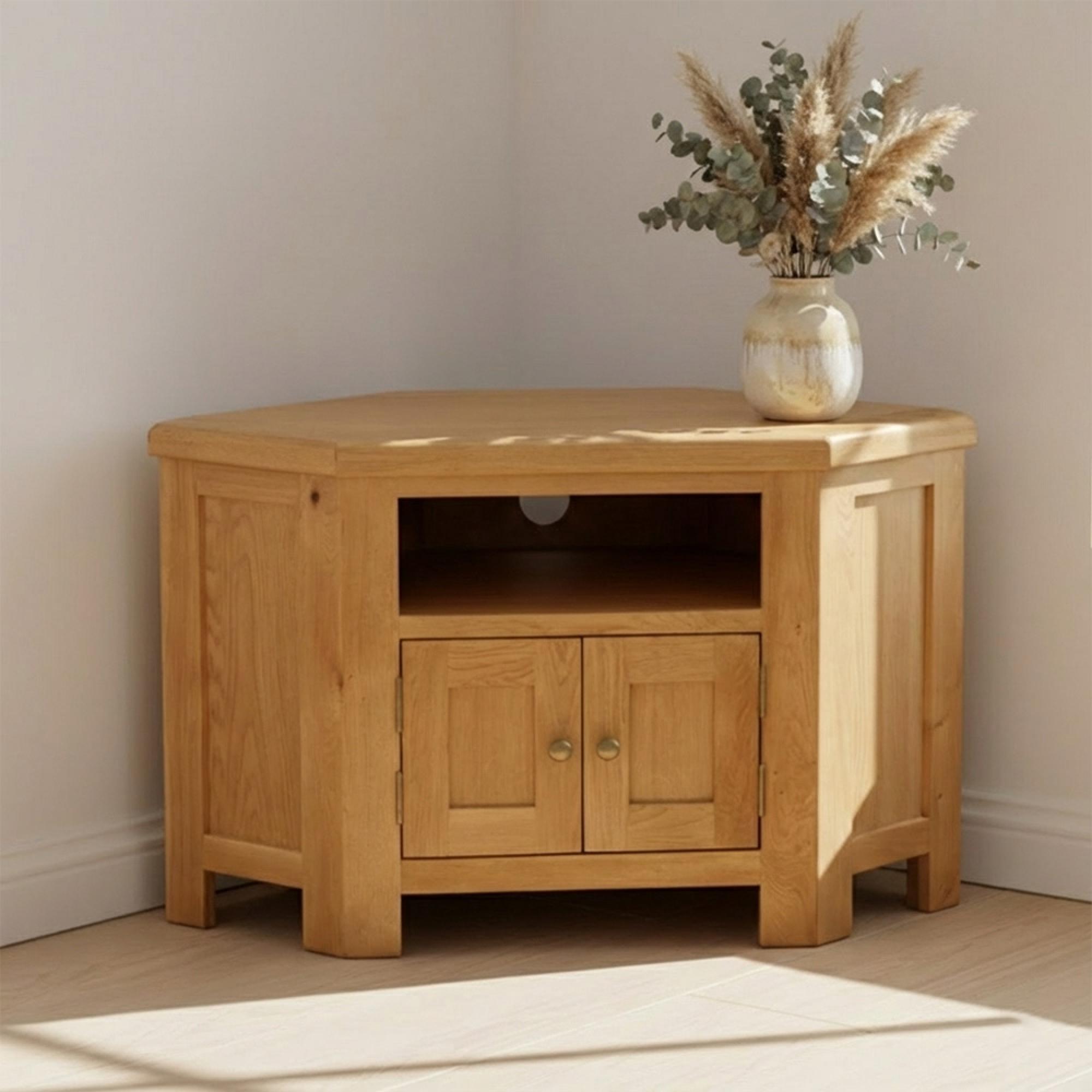 Salisbury Premium Corner TV Unit - 2 Door - Oak