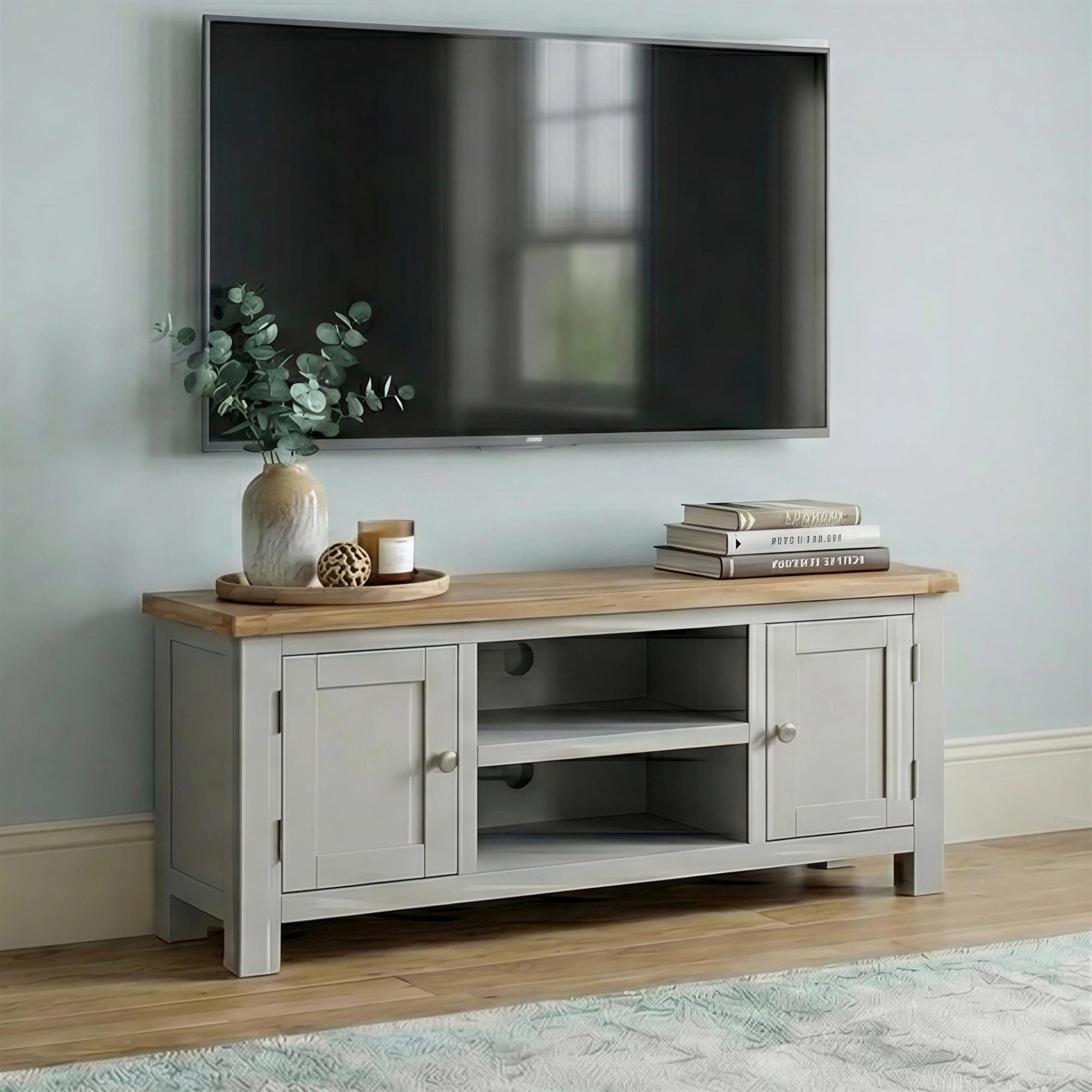 Lundy TV Unit - Large - 120cm - Grey Painted