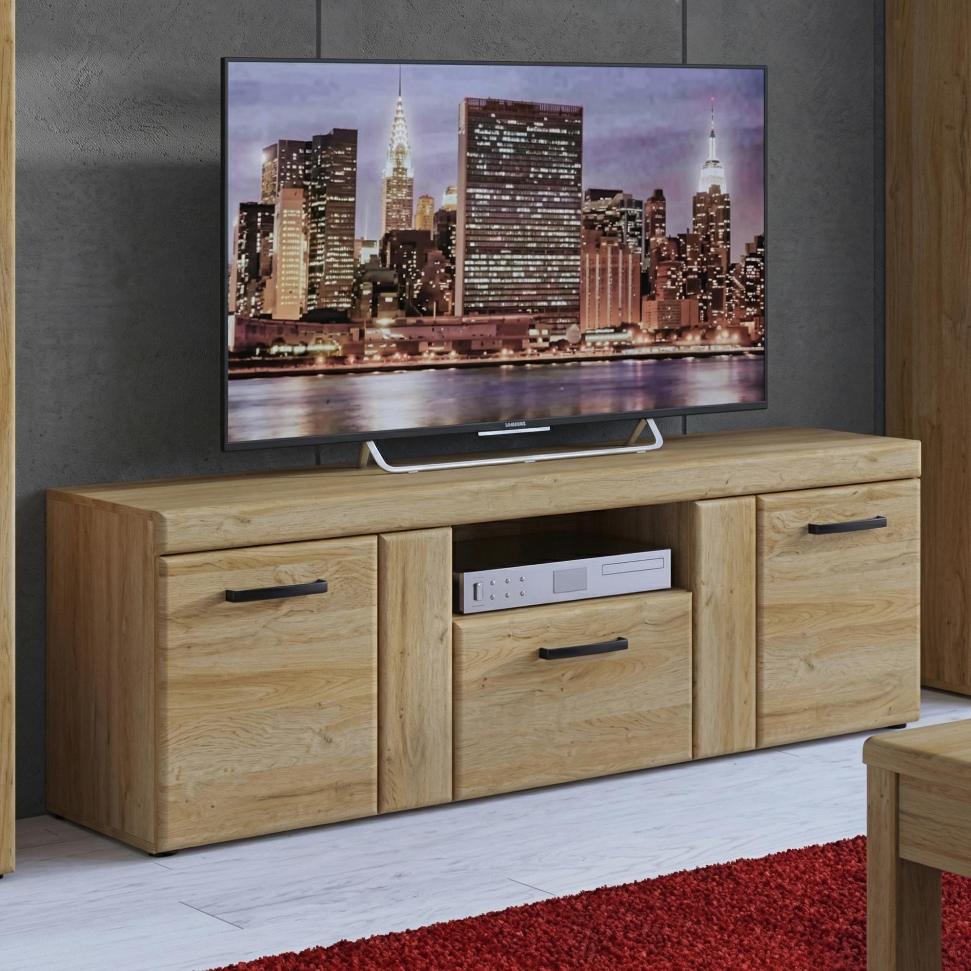 Cortina TV Unit - 2 Door - 1 Drawer - 157cm - Oak