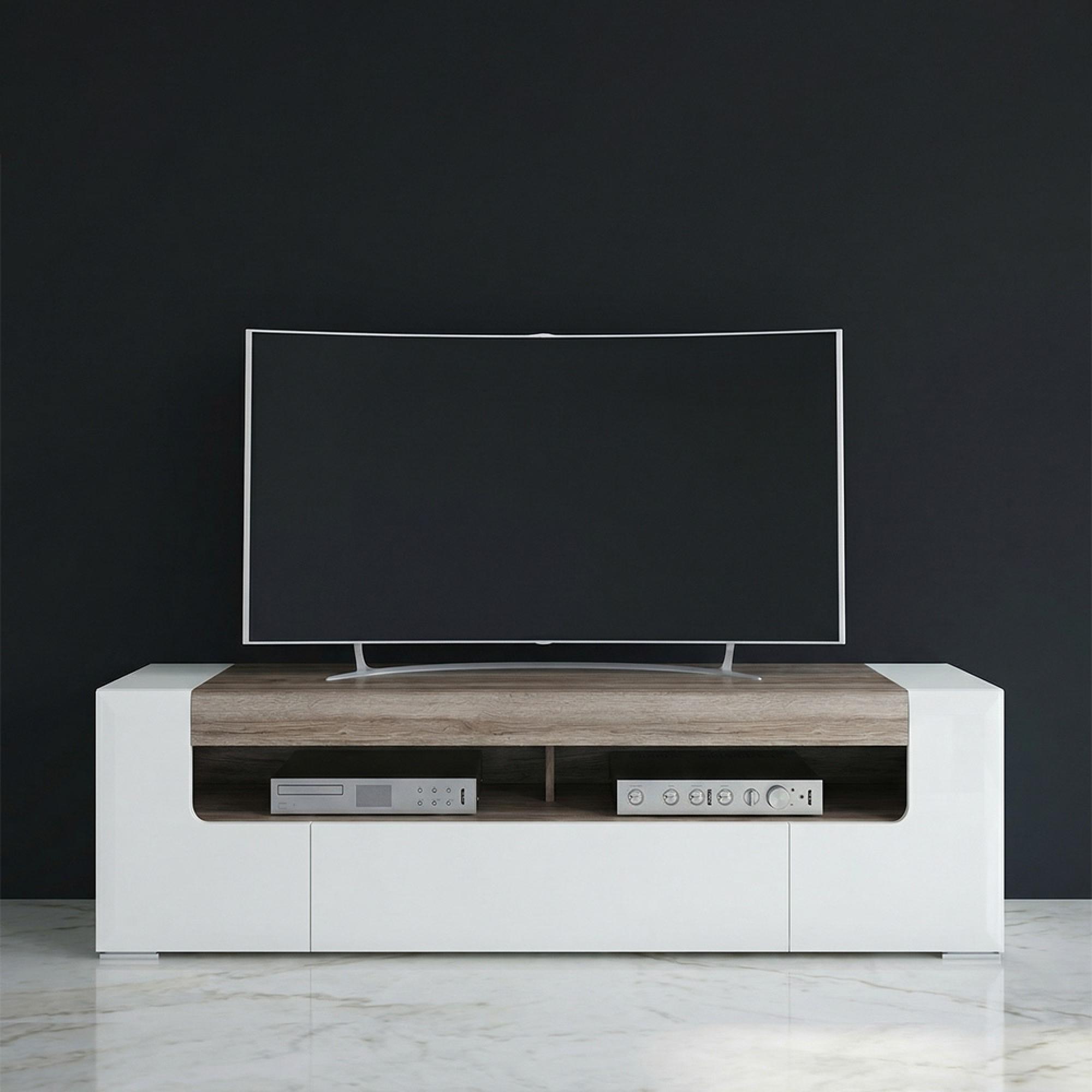 Toronto TV Unit - 2 Door - 1 Drawer - 140cm - White Gloss