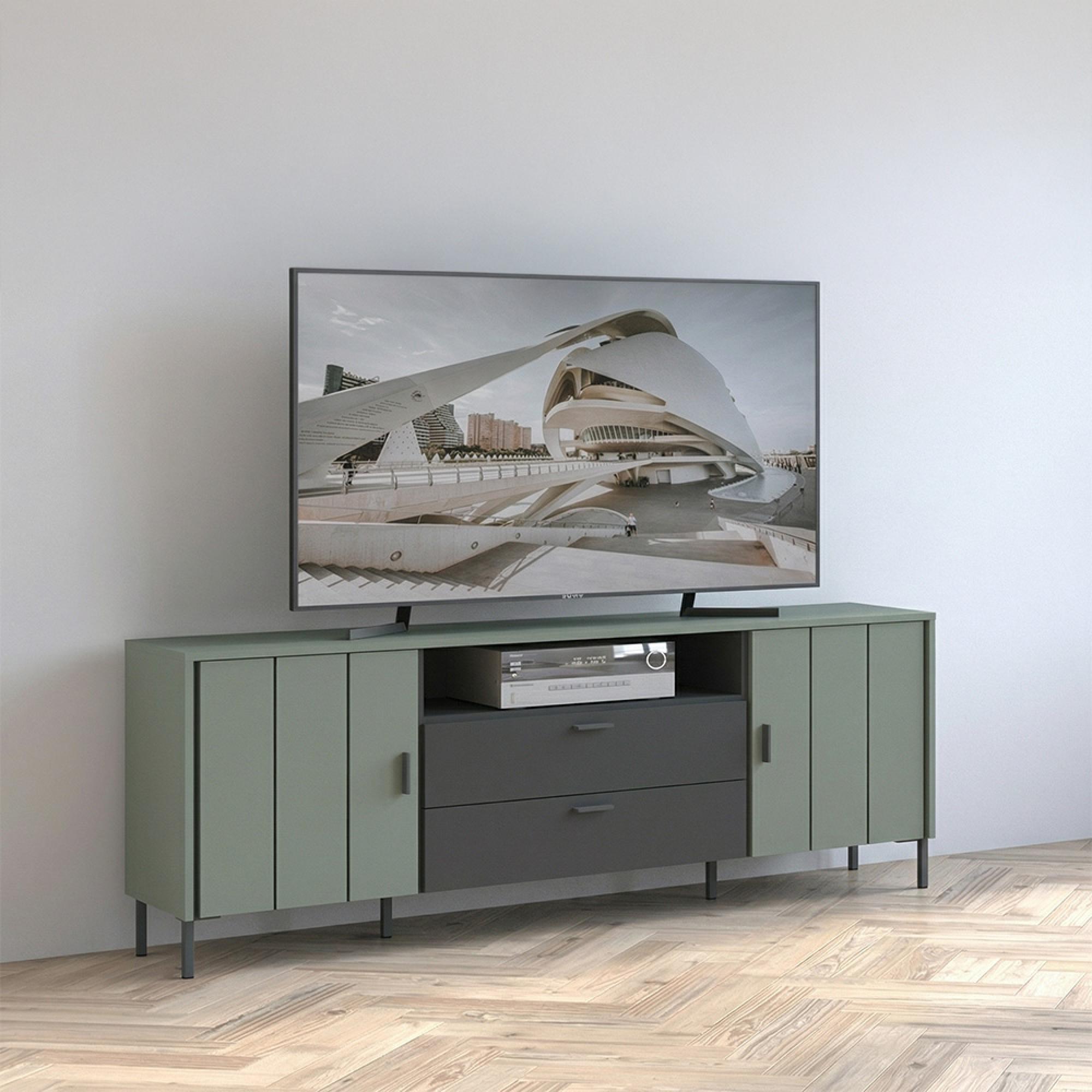 Arundel TV Unit - 2 Door - 1 Drawer - 173cm - Large - Green