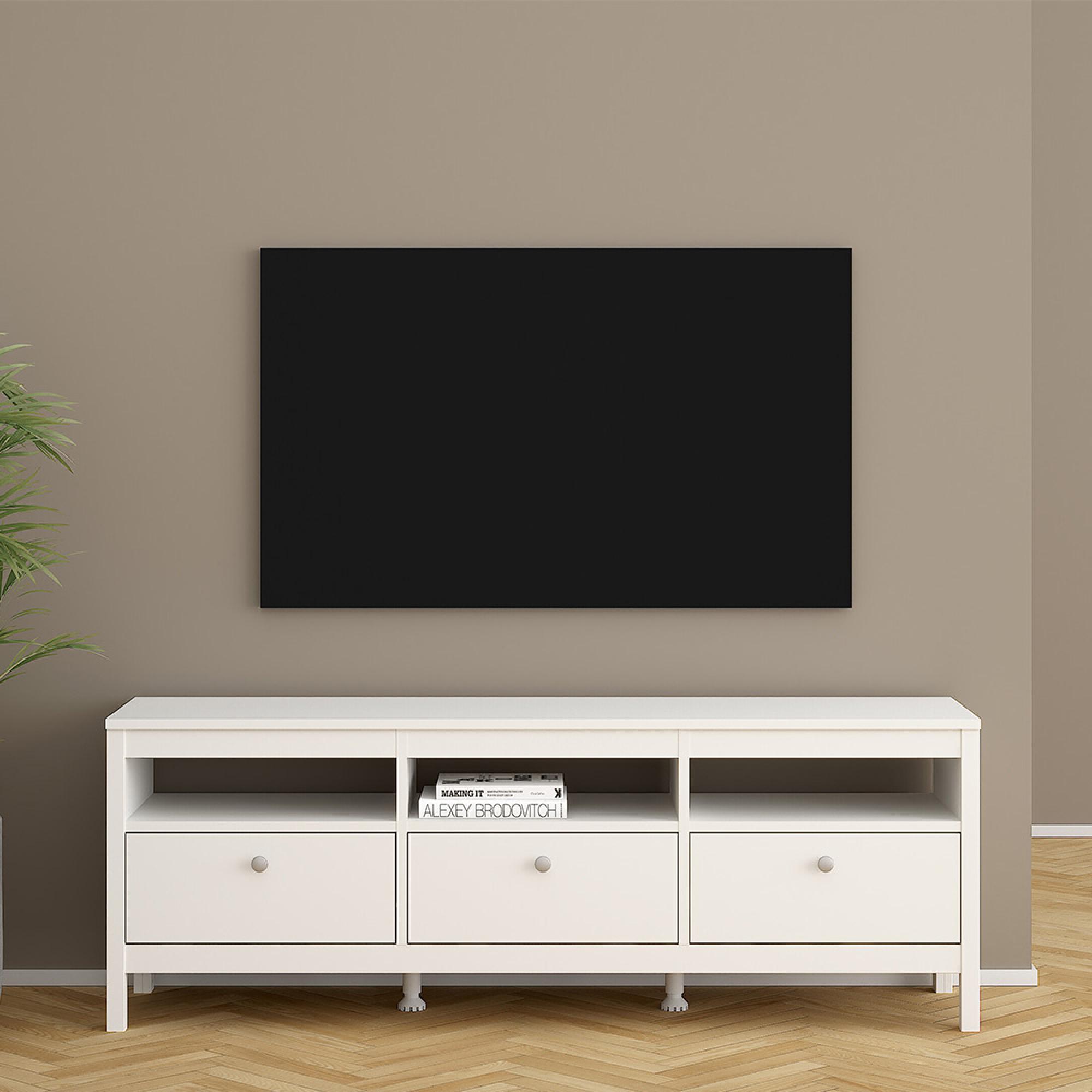 Madrid TV Unit - 3 Drawer - 151cm - White
