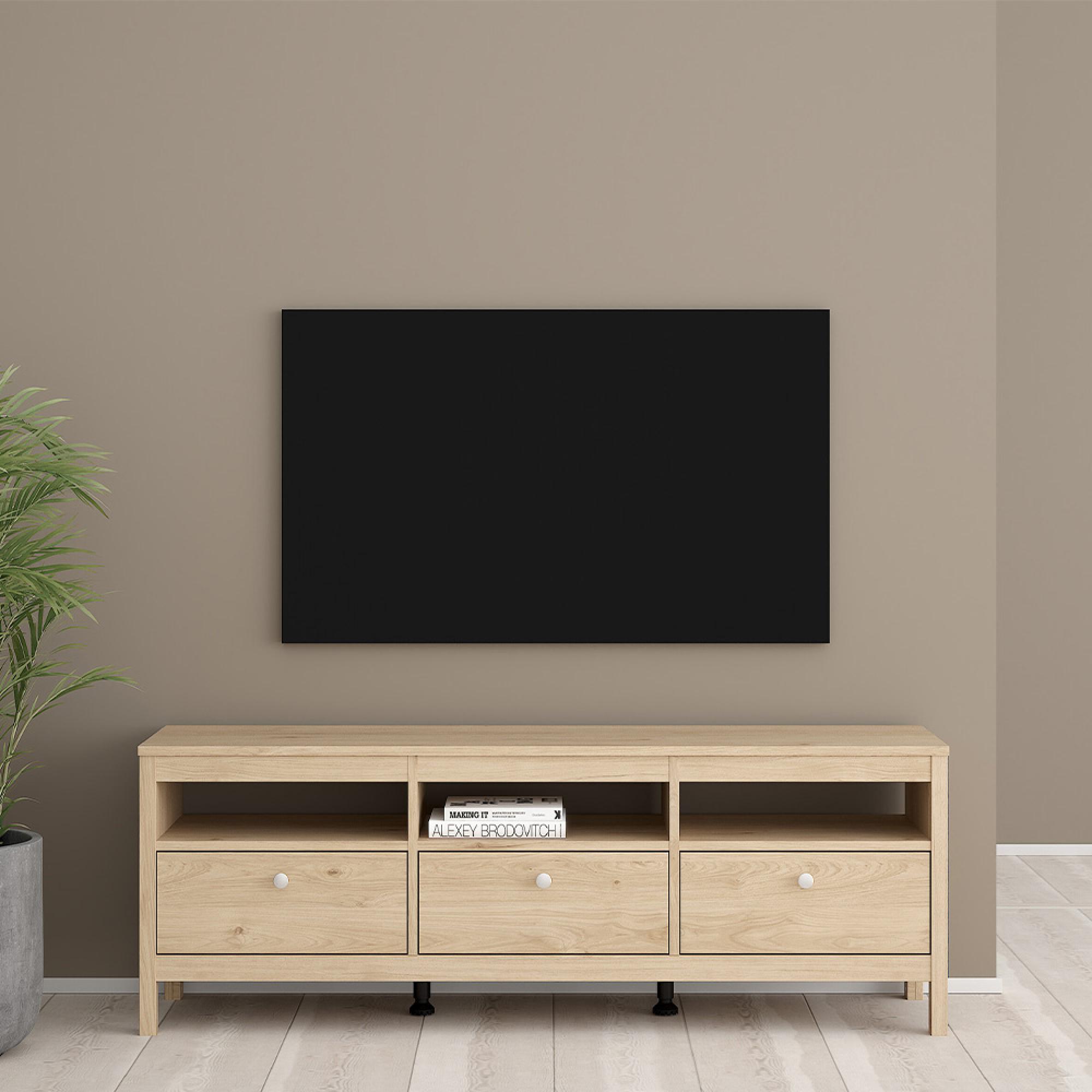 Madrid TV Unit - 3 Drawer - 1544cm - Jackson Hickory Oak