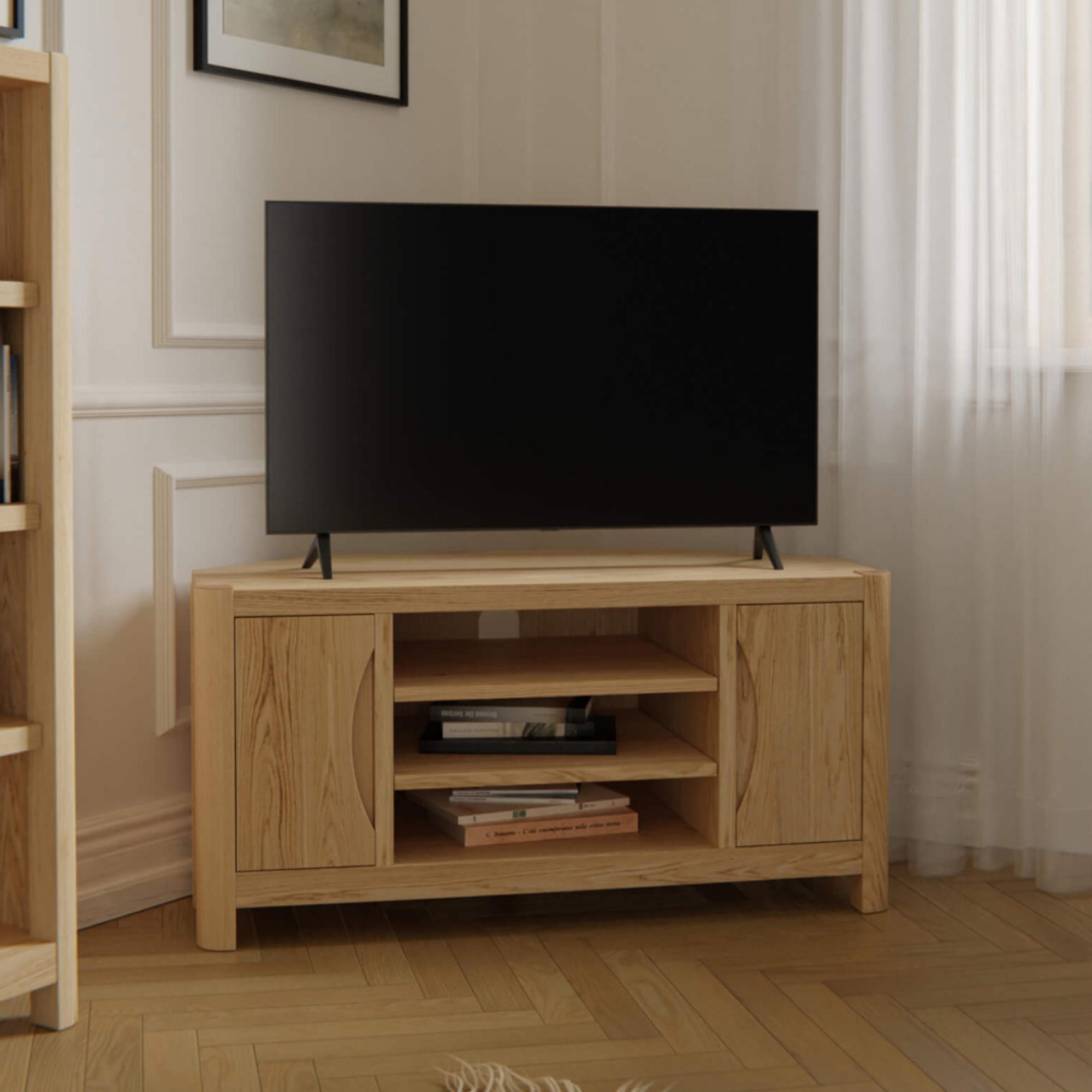 Saylor Corner TV Unit - 2 Door - Oak