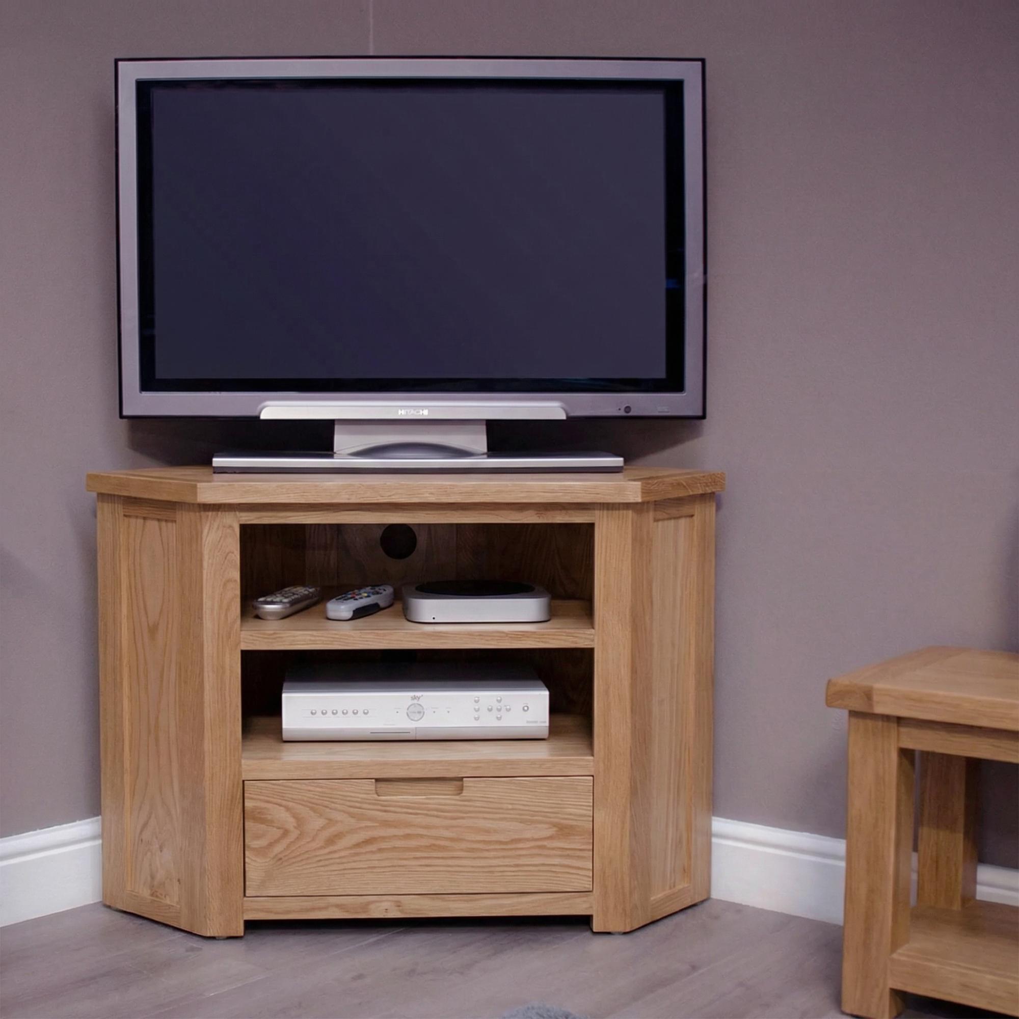 Moderna Corner TV Unit - 1 Drawer - Oak