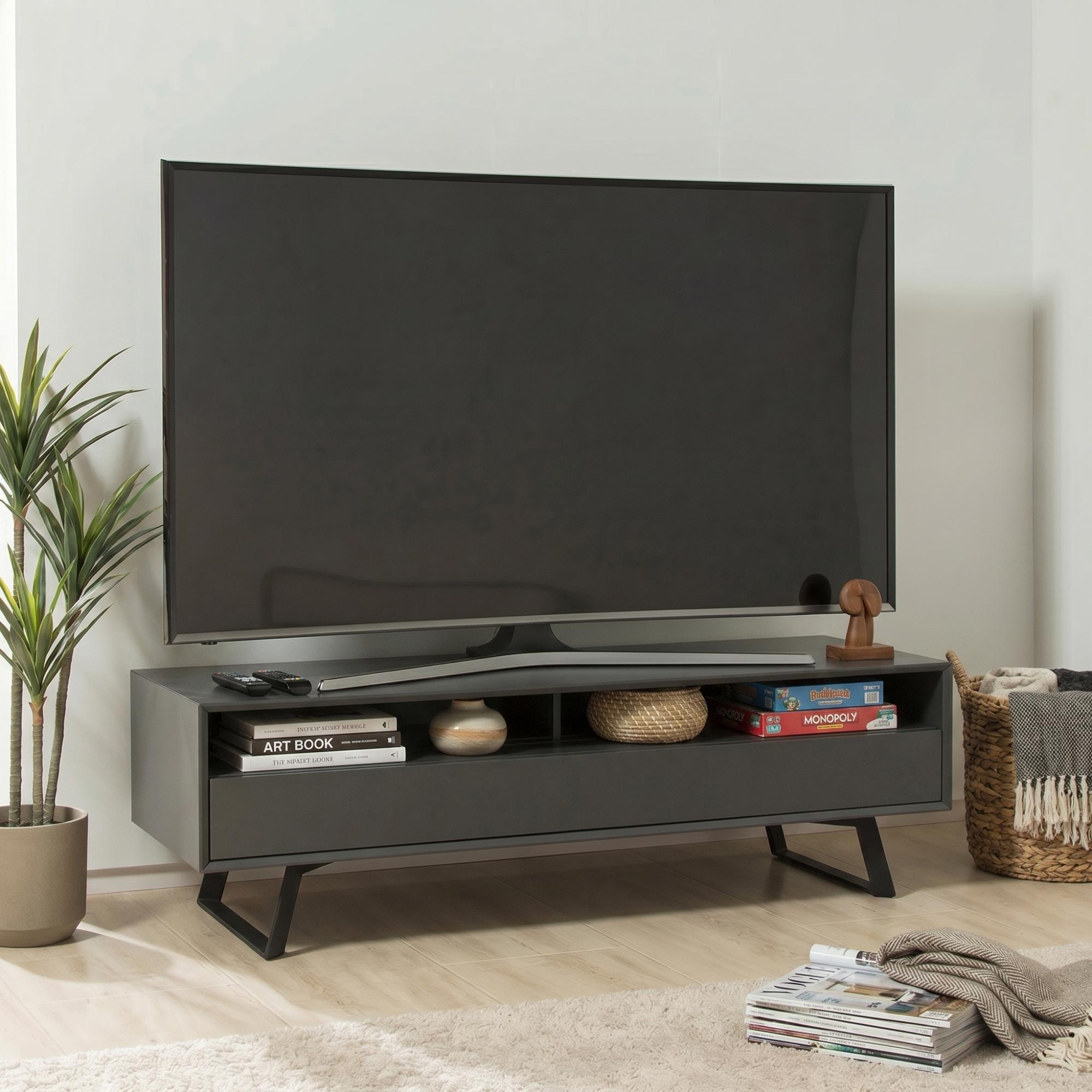 Carbon TV Stand - Black & Grey - 120cm - ADCA1200-GRY