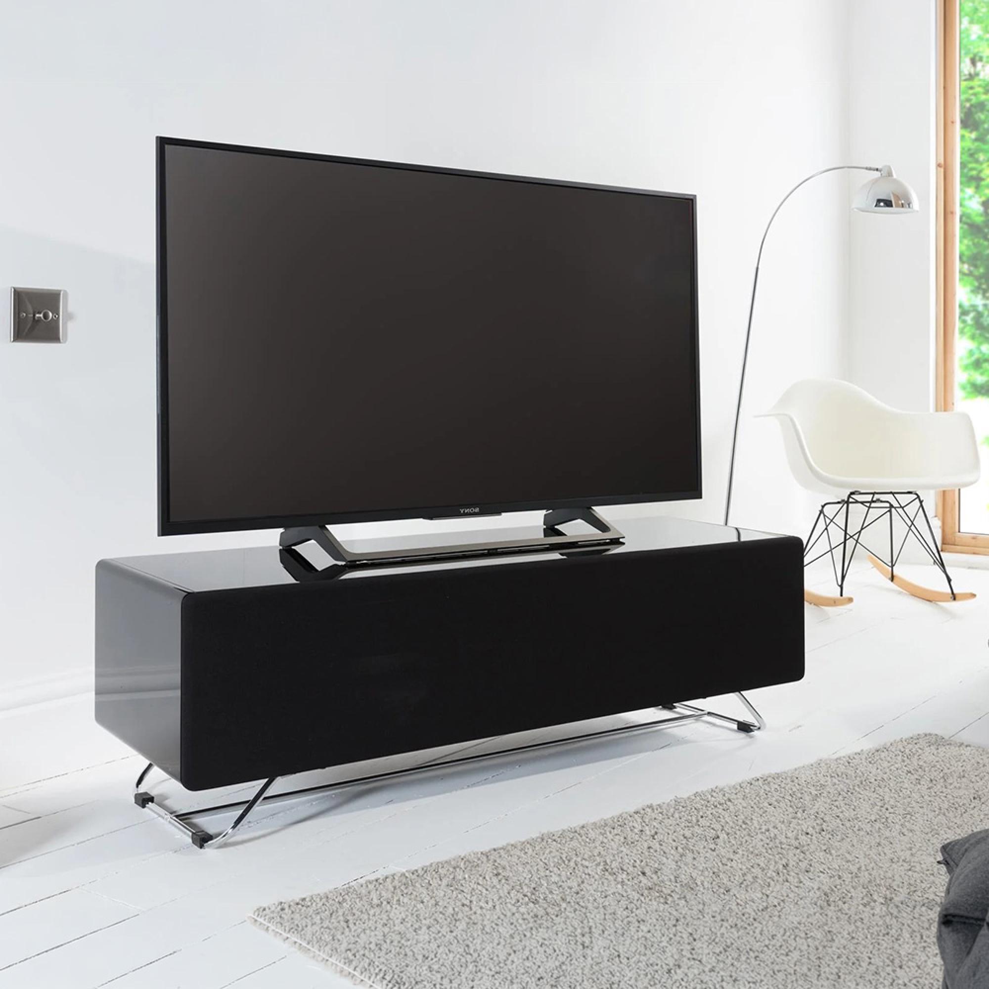 Chromium TV Stand - Concept - 120cm - Black with Speaker Mesh Front - CRO2-1200CPT-BLK