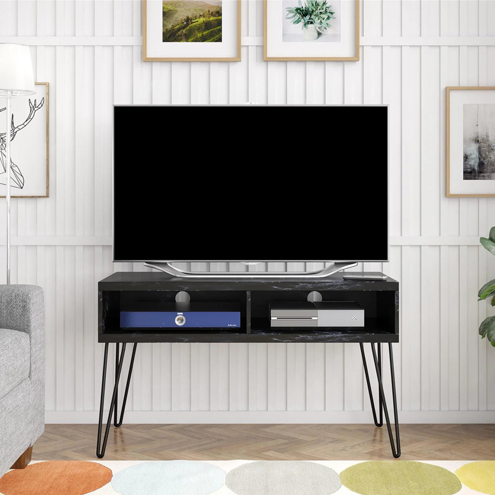 Novogratz Athena TV Stand - Black Marble Effect - 1748899COMNUK
