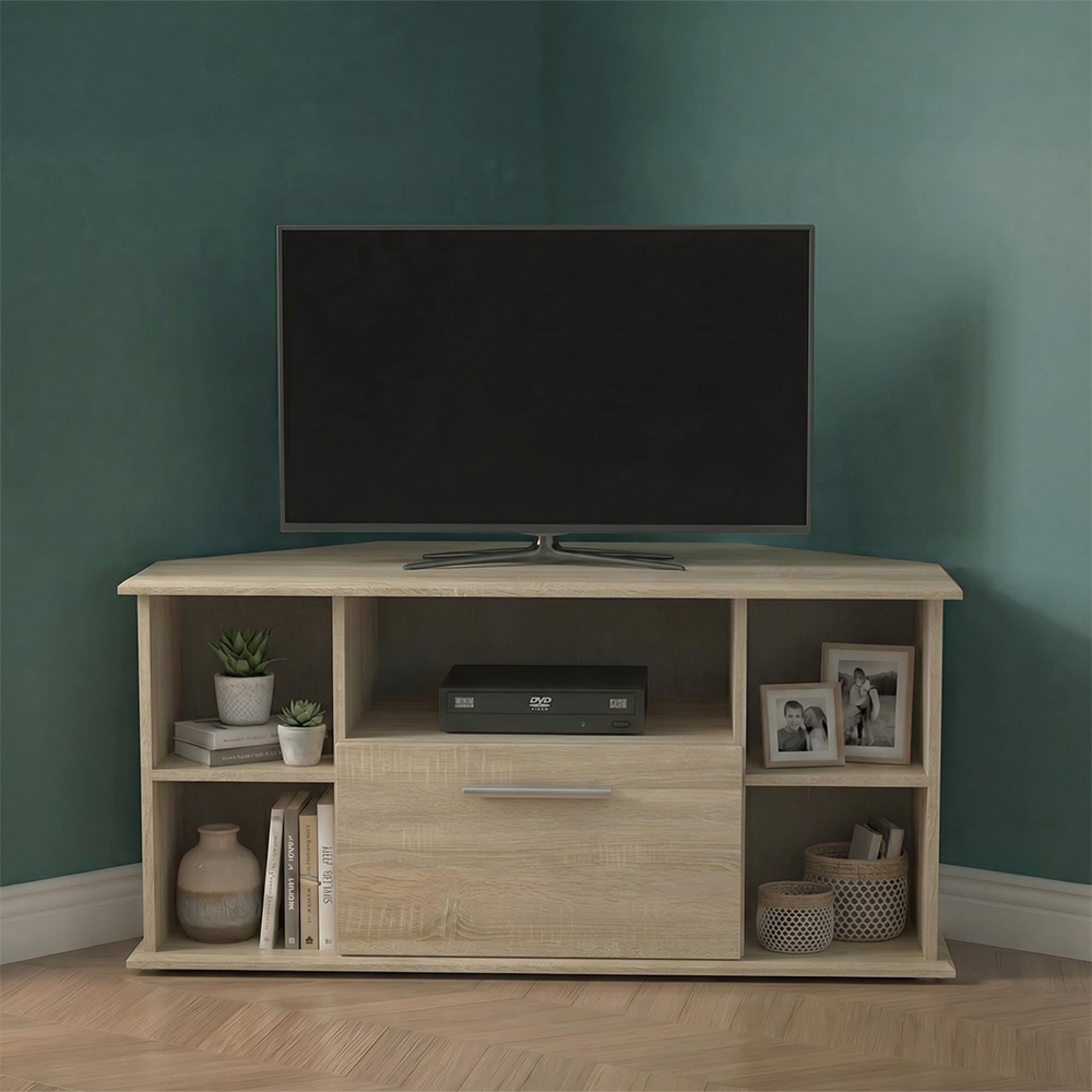 Knightsbridge TV Unit - 115cm - Corner - Oak