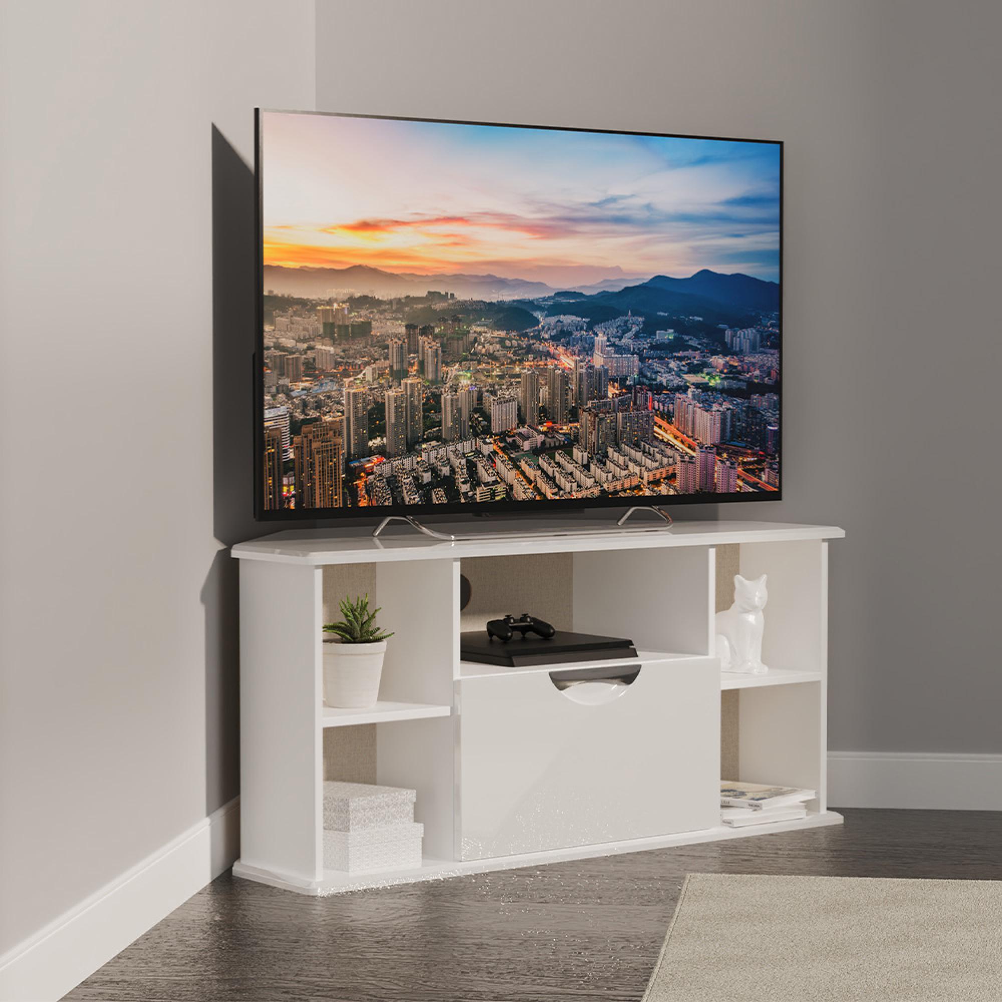Camden TV Unit - 115cm - Corner - White Gloss