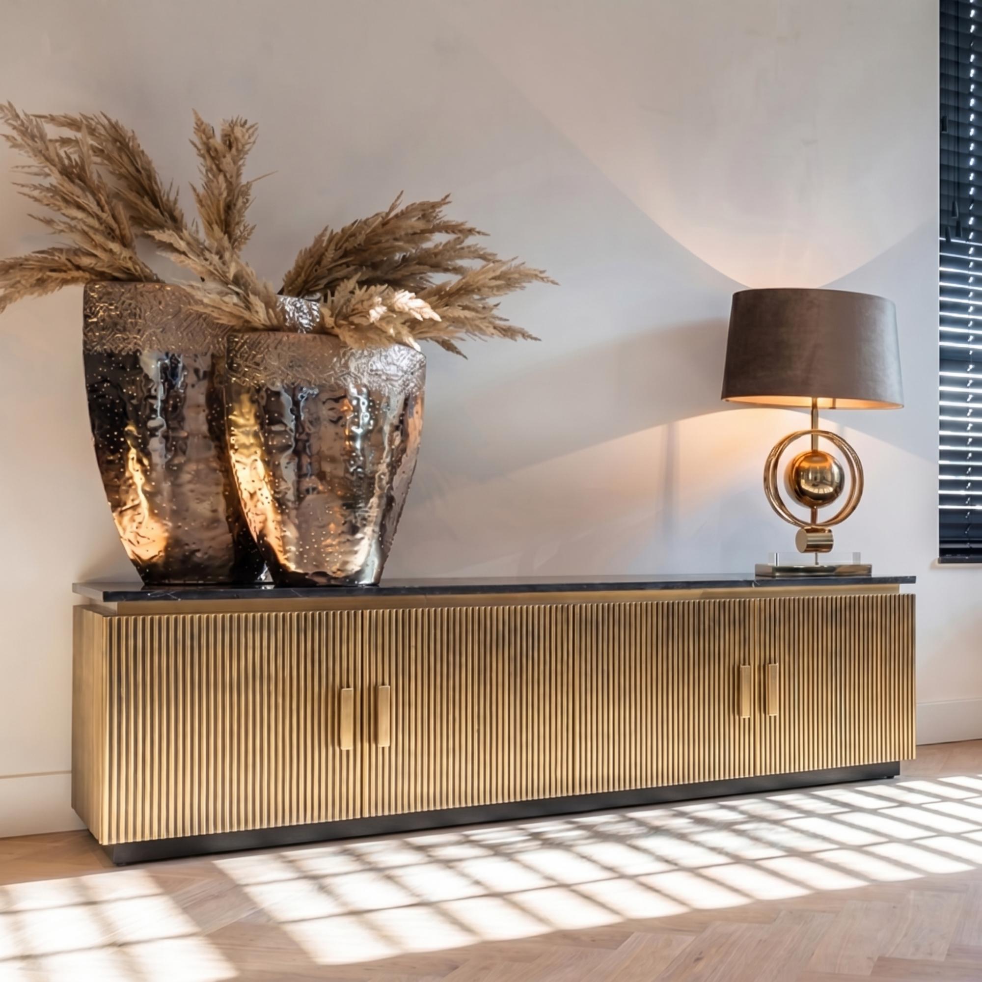 Ironville Brass Ribbed Extra Large TV Unit