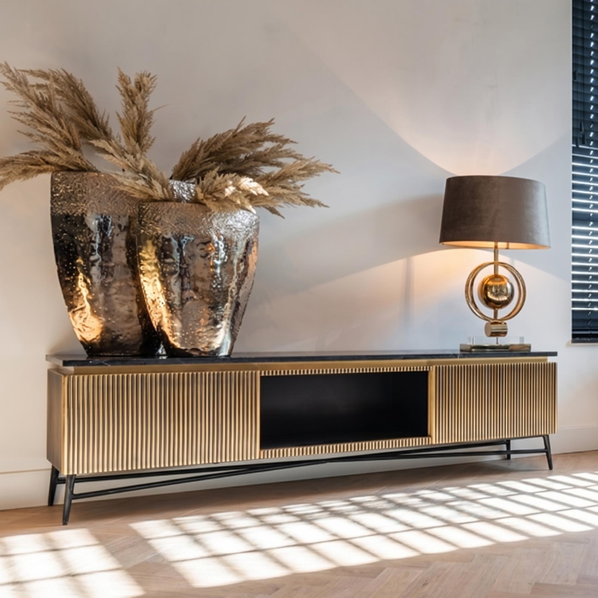 Ironville Brass Ribbed Large TV Unit
