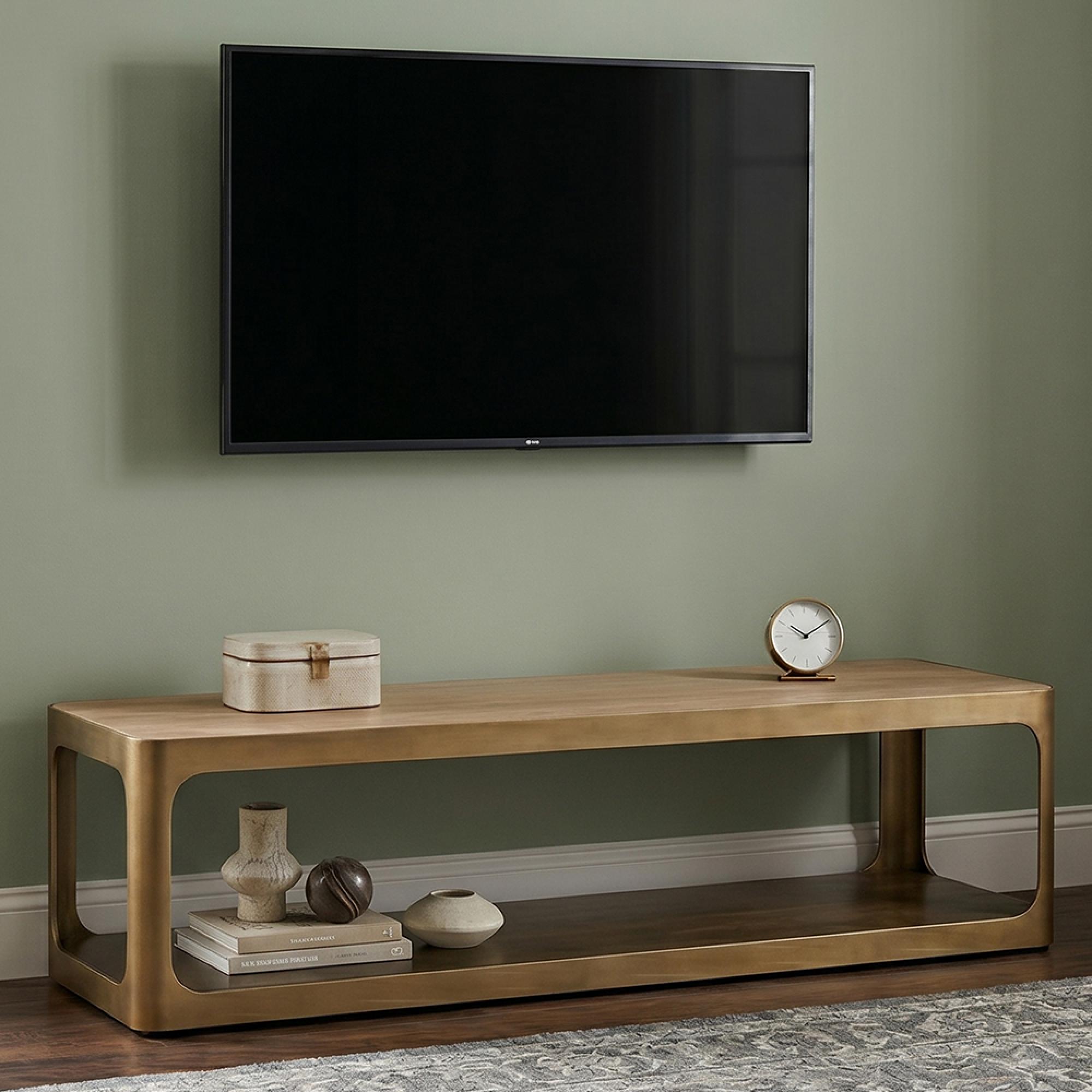 Claridge TV Unit - 160cm - Medium - Beige - Brushed Gold - Ceramic Top
