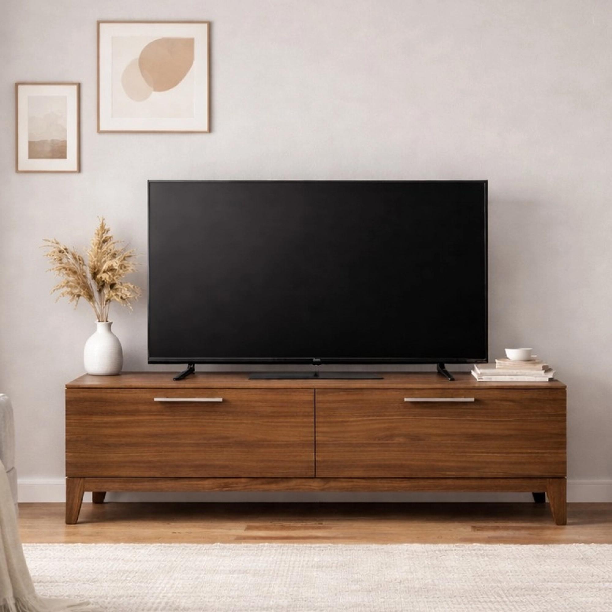 Peony TV Unit - 2 Drawer - Compact - Walnut - Wood