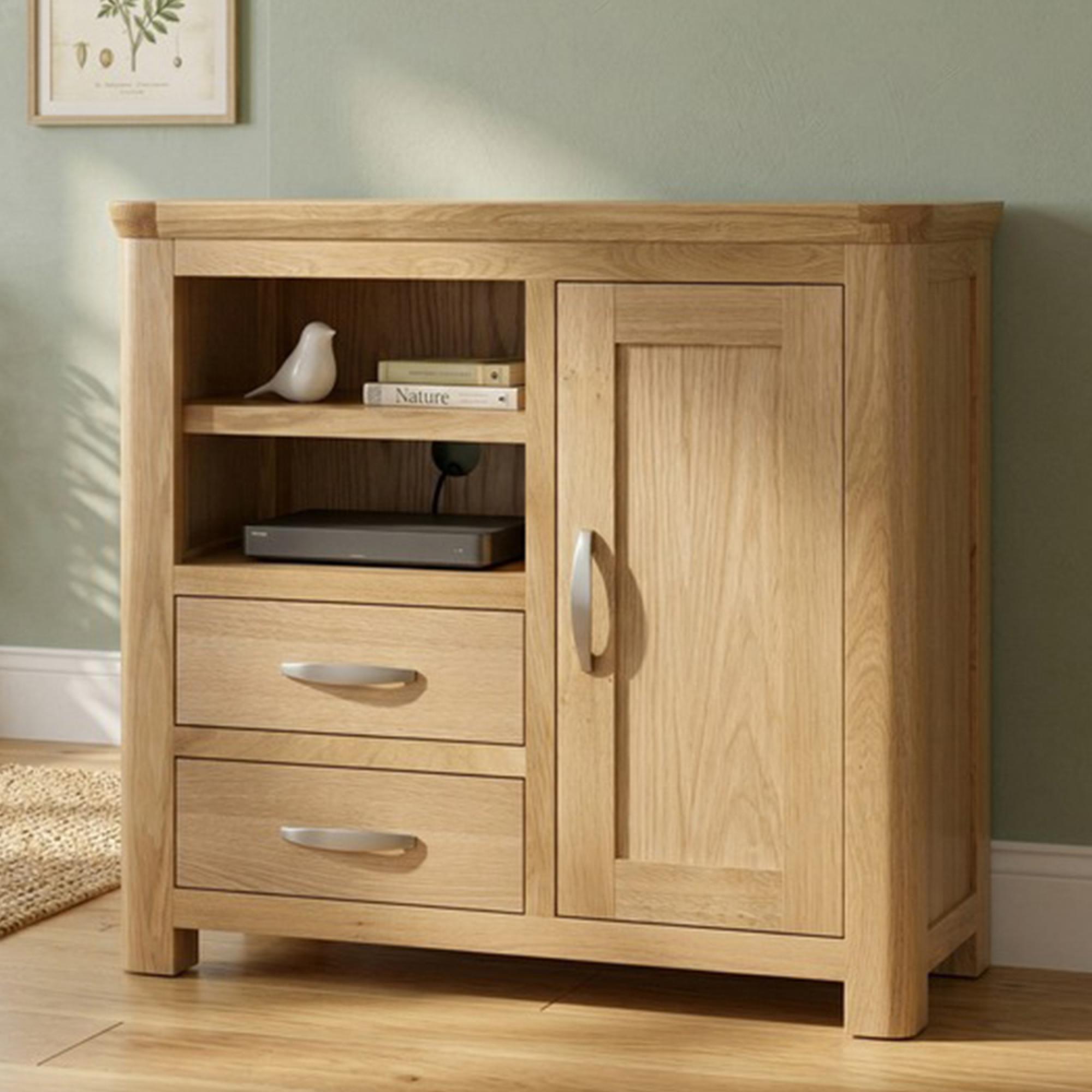 Treviso Oak TV Unit - 1 Door - 86cm - Compact