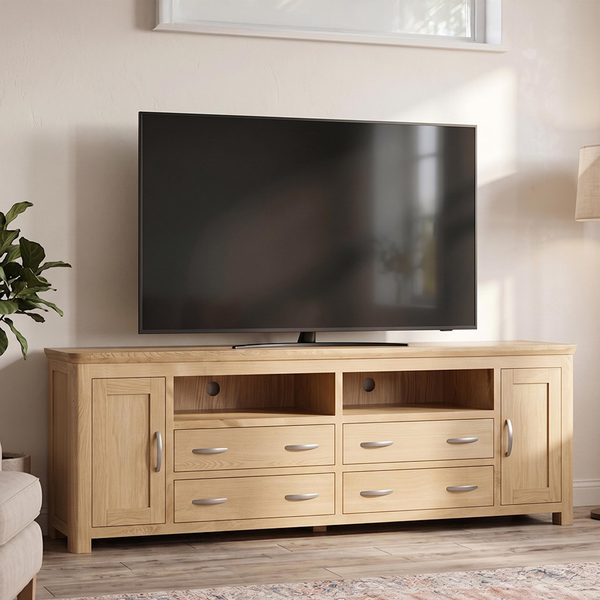 Treviso Oak TV Unit - 2 Door - 220cm - Large