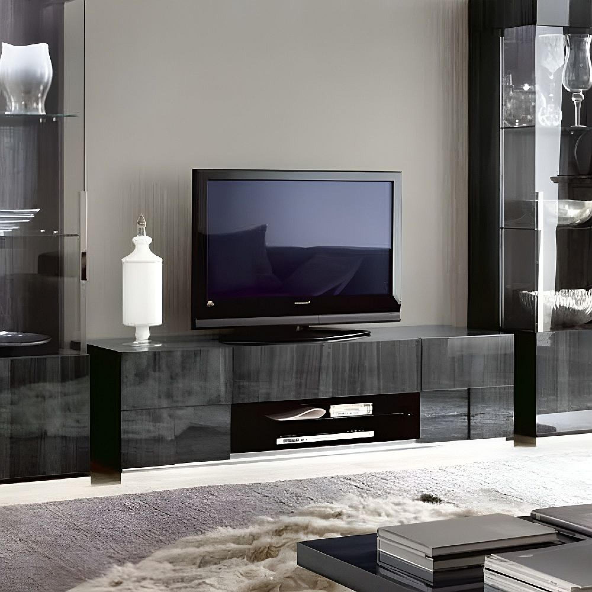 Montecarlo TV Unit - 2 Door - 1 Drawer - Large - Grey Koto High Gloss