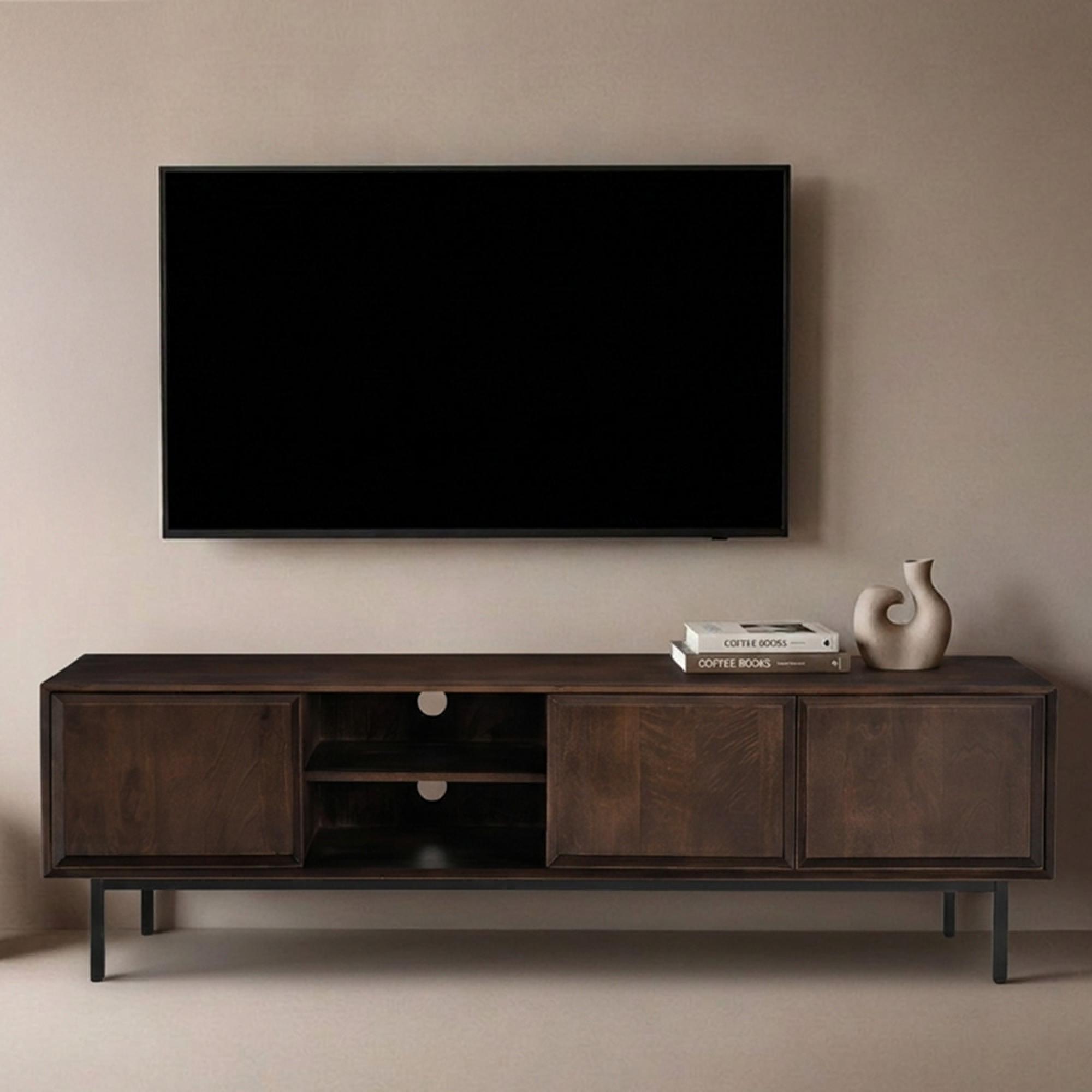 Ravenstein TV Unit - 3 Door - 180cm - Medium - Chestnut - Mango Wood