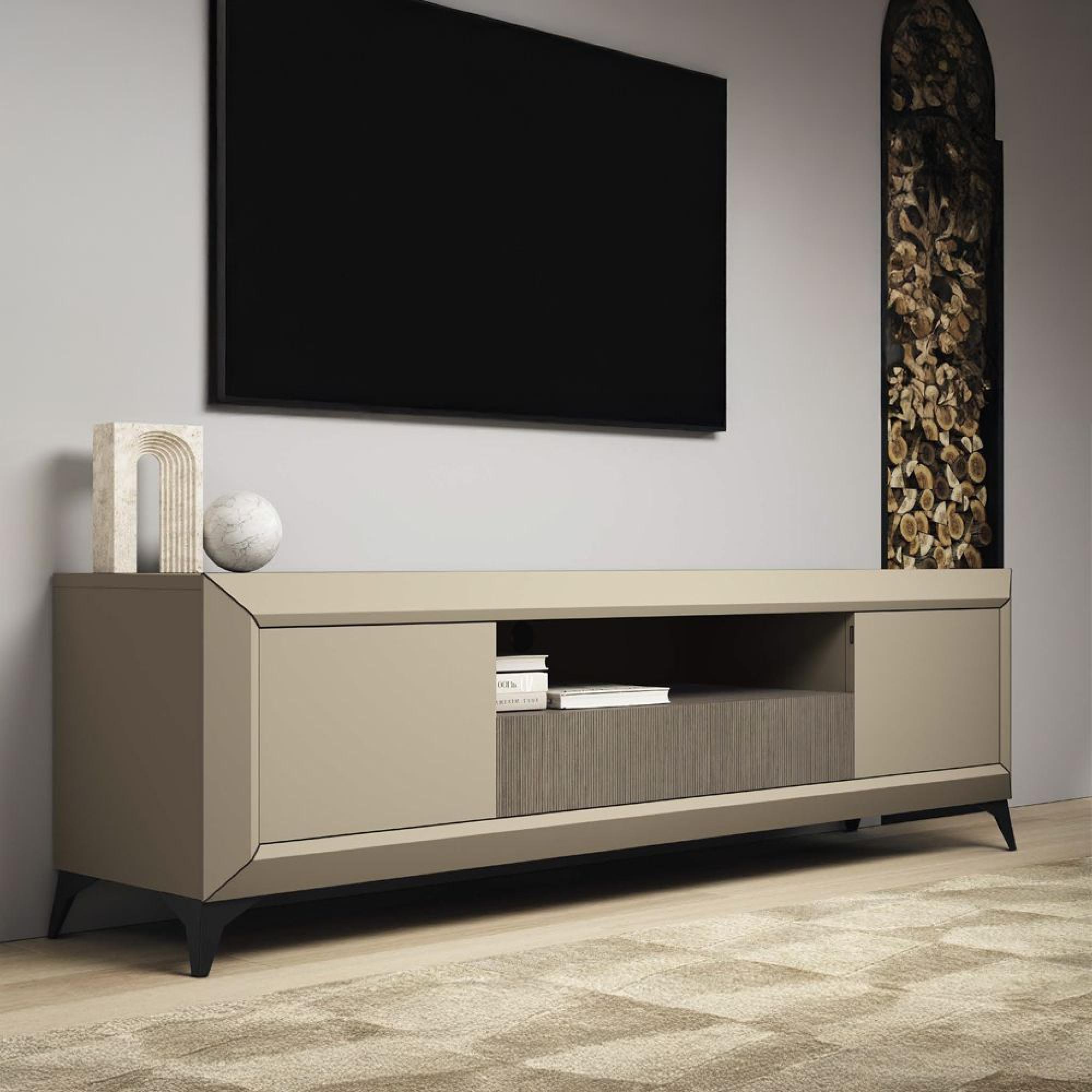 Prestige Italian TV Unit - Maxi - 2 Door 1 Drawer - Urban Velvet and Rich Tobacco