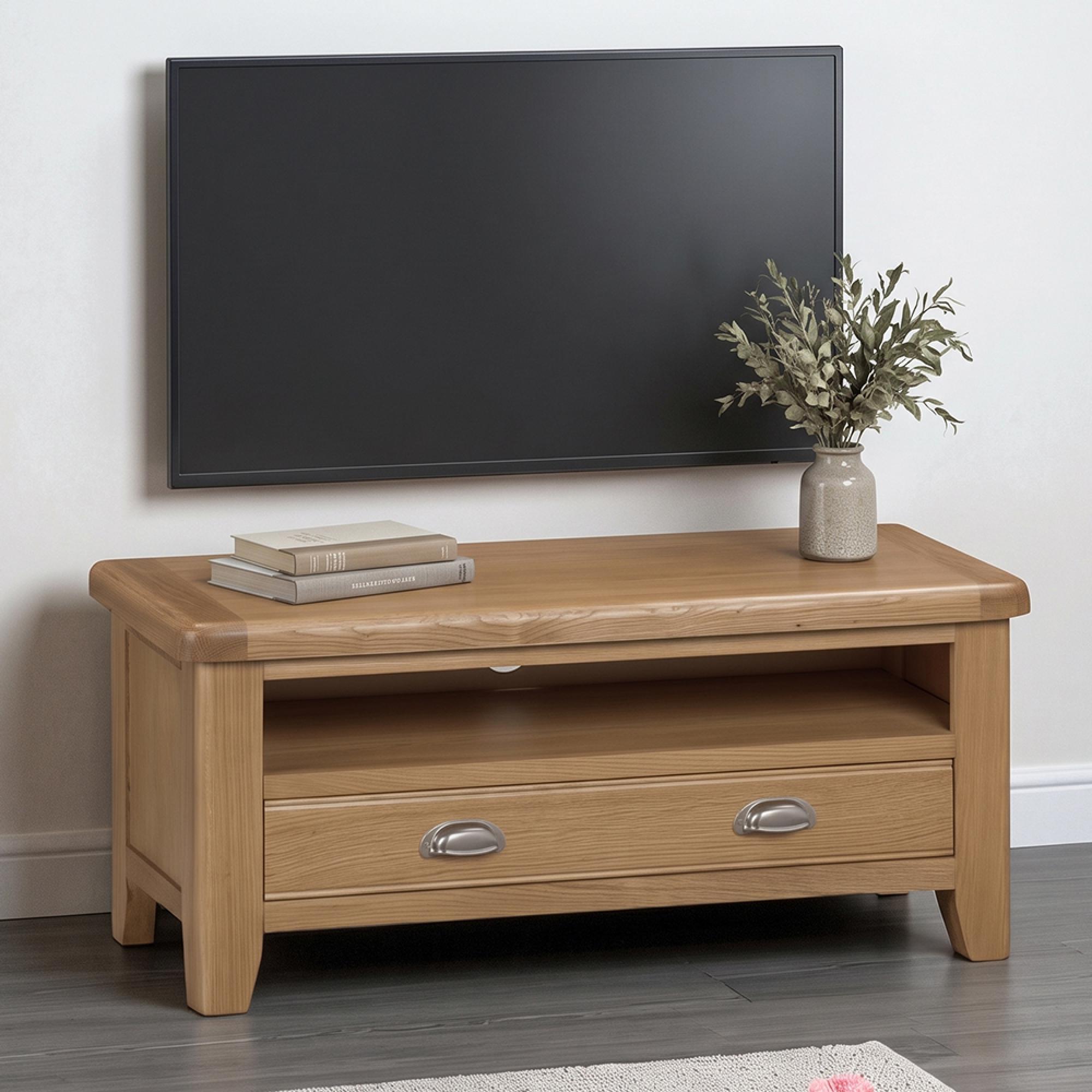 Hopewood Oak 110cm 1 Drawer Compact TV Unit