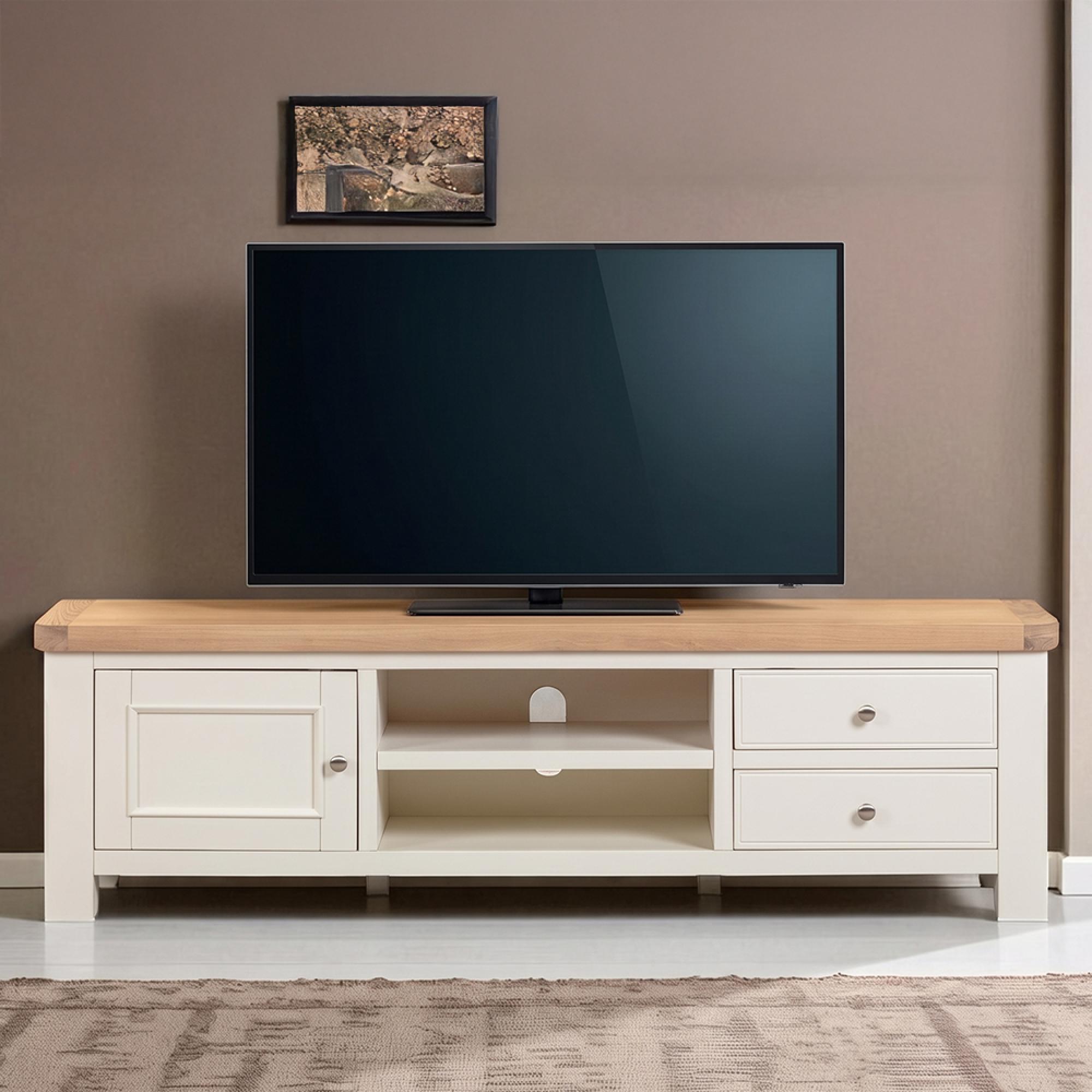 Windsor White Painted 170cm 1 Door 2 Drawer Large TV Unit
