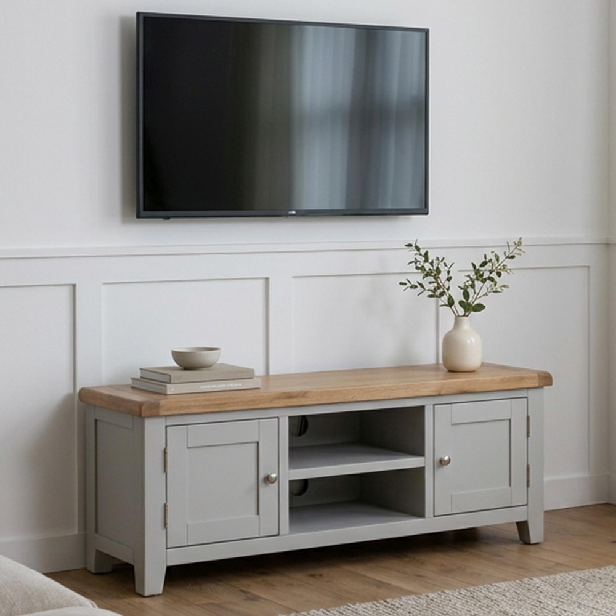 Melbourne French Grey Painted 134cm 2 Door Small TV Unit