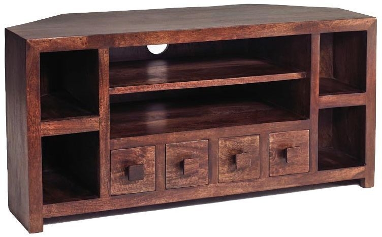 Ajmer TV Unit - Corner - 110cm - Dark Mango Wood