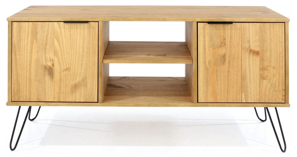 Augusta TV Unit - Pine - Hairpin Legs